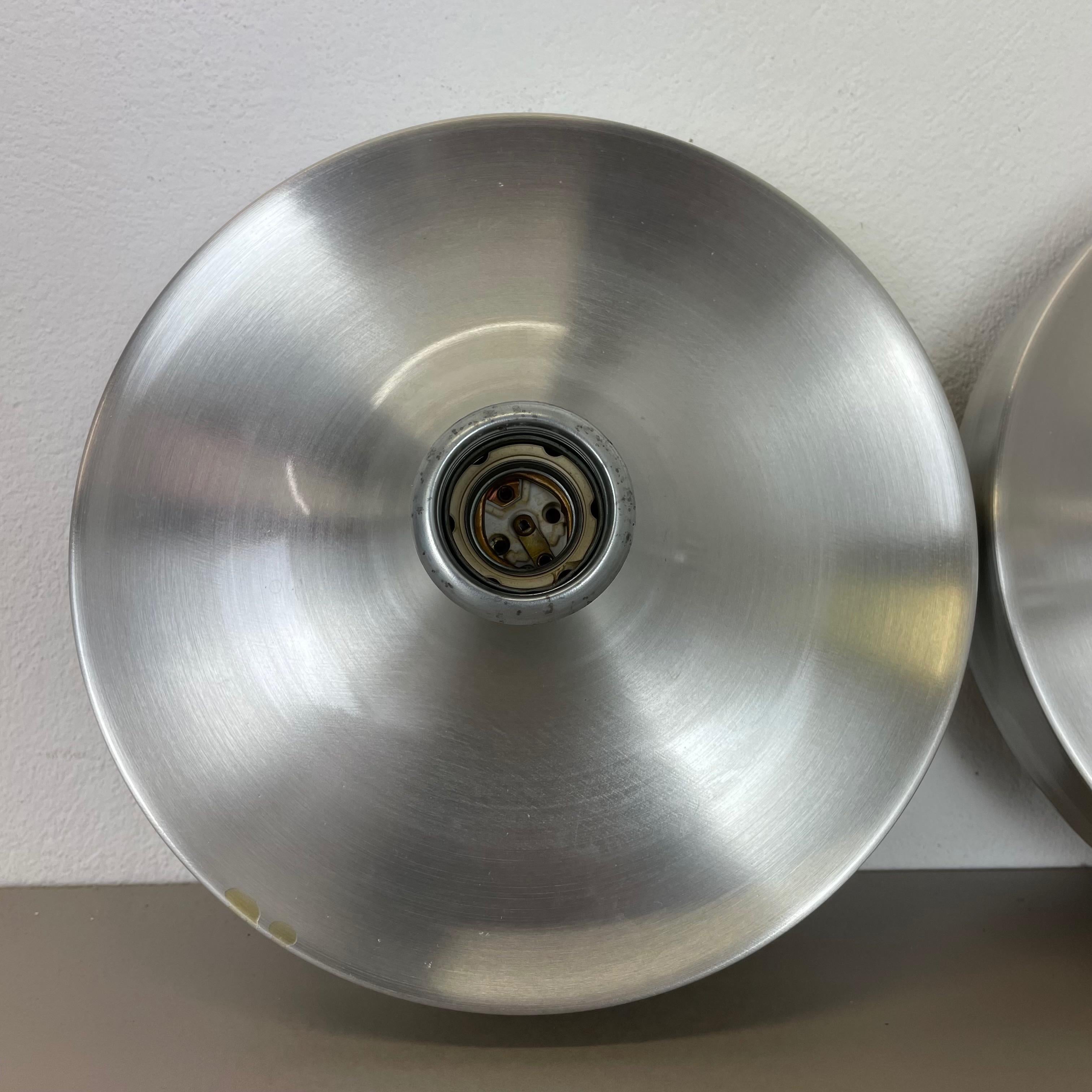 Set of Two Silver Charlotte Perriand Disc Wall Light by Honsel, Germany, 1960s 2