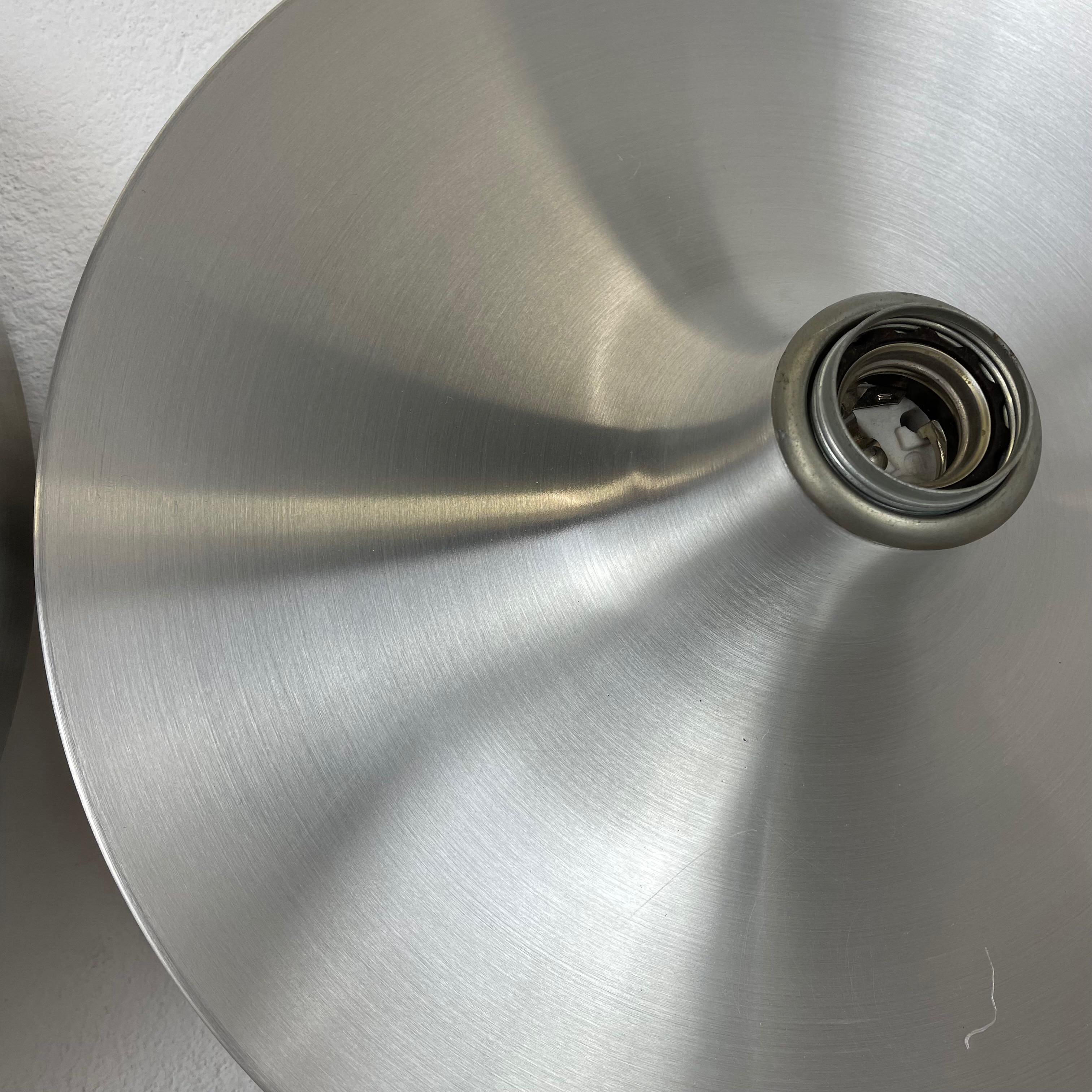 Set of Two Silver Charlotte Perriand Disc Wall Light by Honsel, Germany, 1960s 2