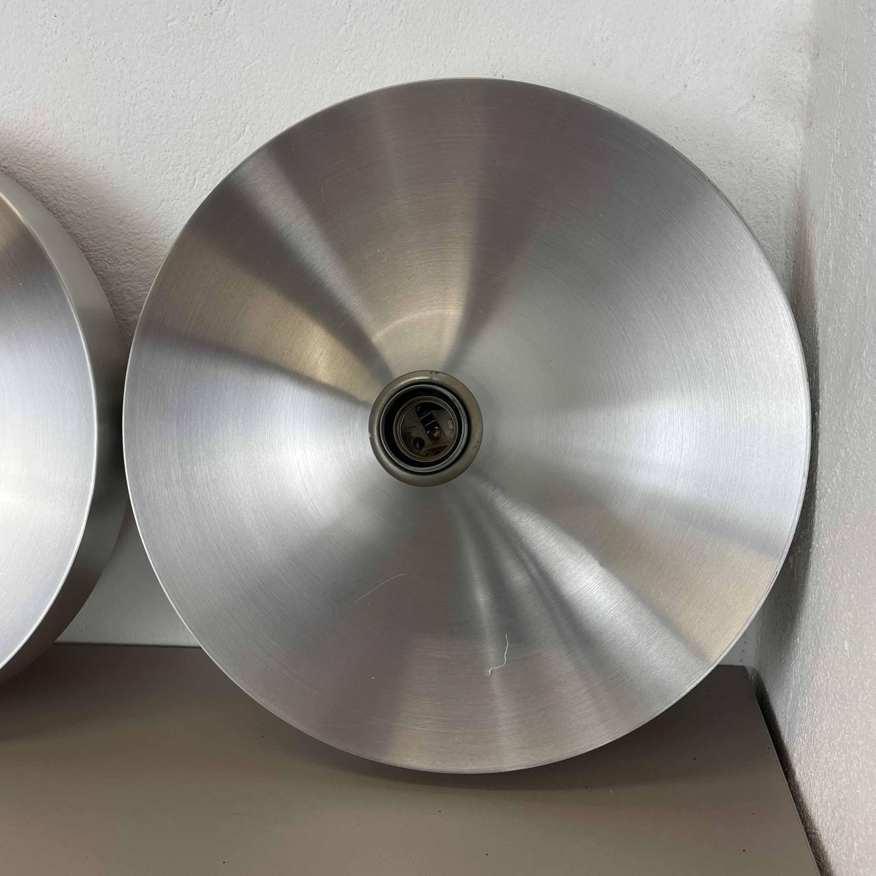 Set of Two Silver Charlotte Perriand Disc Wall Light by Honsel, Germany, 1960s 3