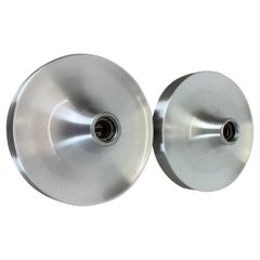 Set of Two Silver Charlotte Perriand Disc Wall Light by Honsel, Germany, 1960s