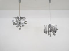 Set of Two Silver Globes "Sputnik" Design Lights