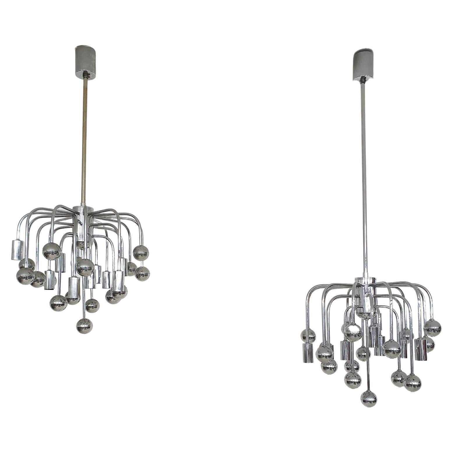 Set of Two Silver Globes "Sputnik" Design Lights For Sale
