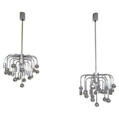 Set of Two Silver Globes "Sputnik" Design Lights