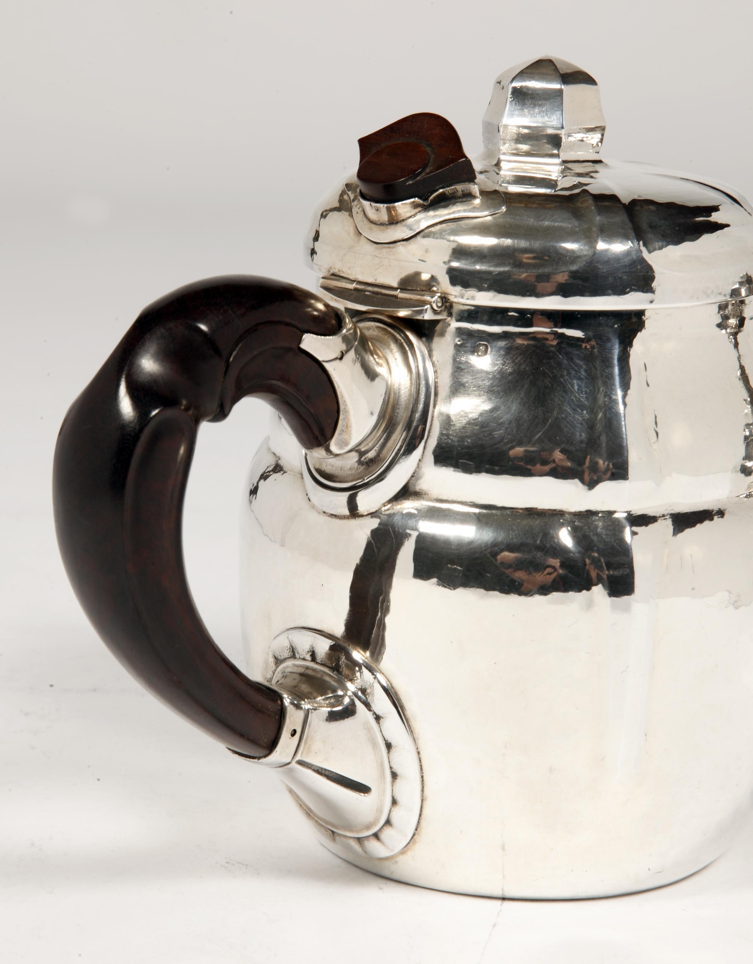 French Set Of Two Silver Teapots By The Goldsmith G.Lecomte XXth For Sale