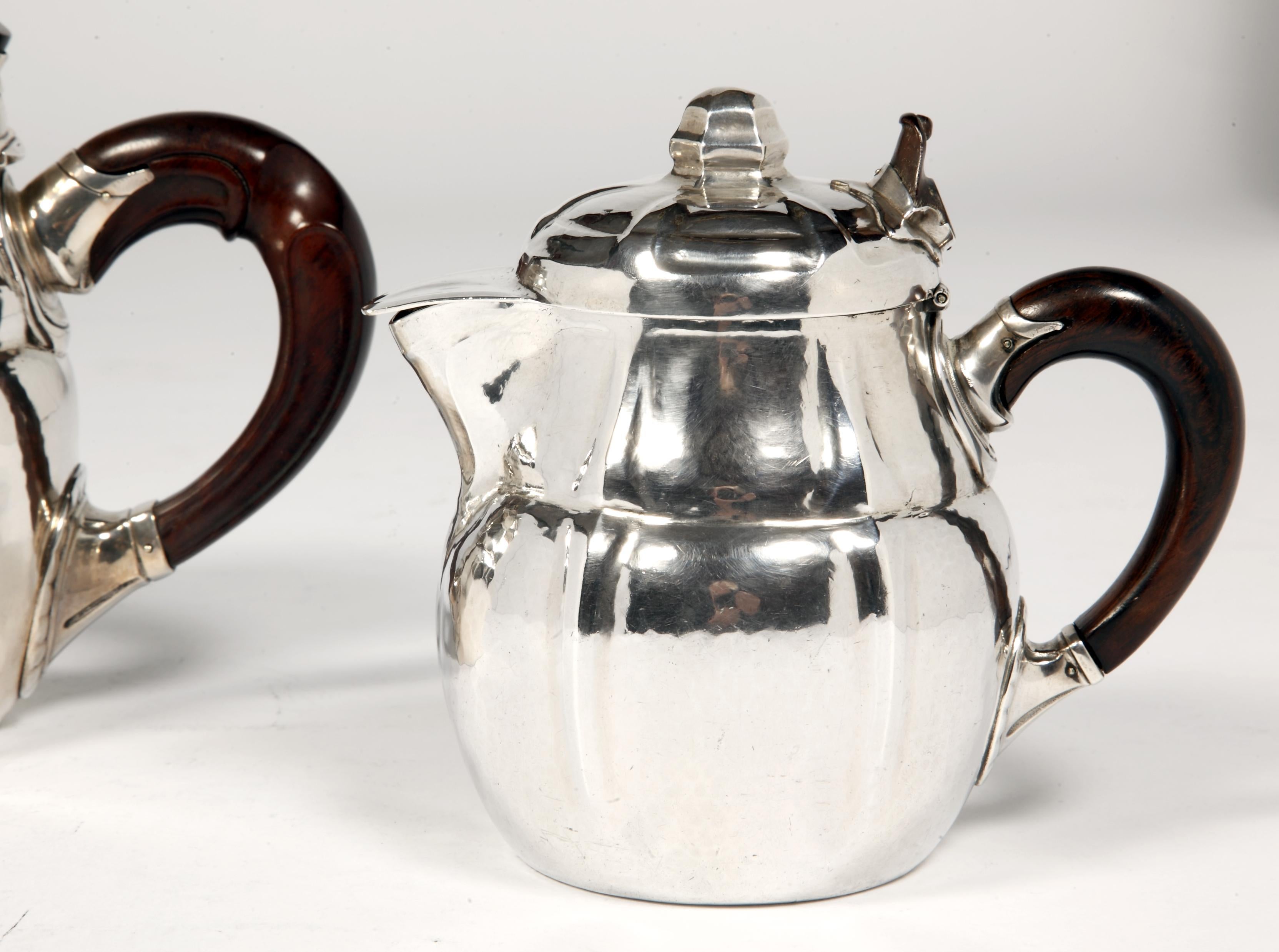 Set Of Two Silver Teapots By The Goldsmith G.Lecomte XXth For Sale 1