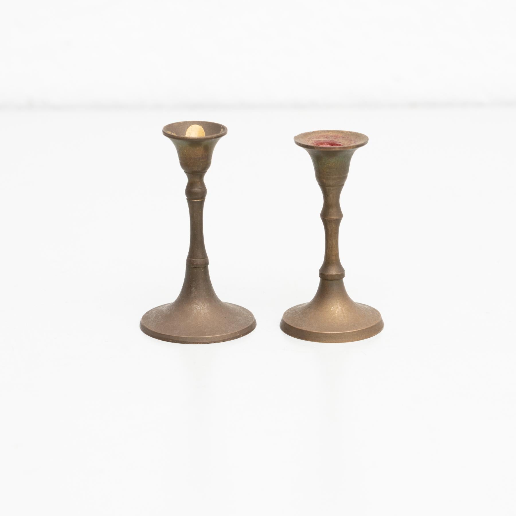 Spanish Set of Two Small Candle Holders, circa 1950