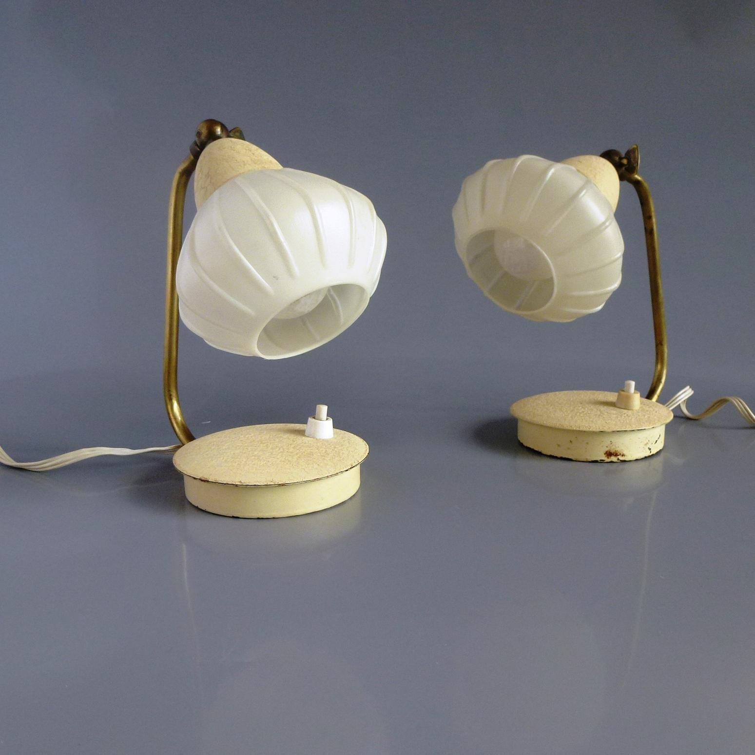 Mid-20th Century Set of Two Small Cocoon Side Table Lamps from Szarvasi, Hungary, 1960s For Sale