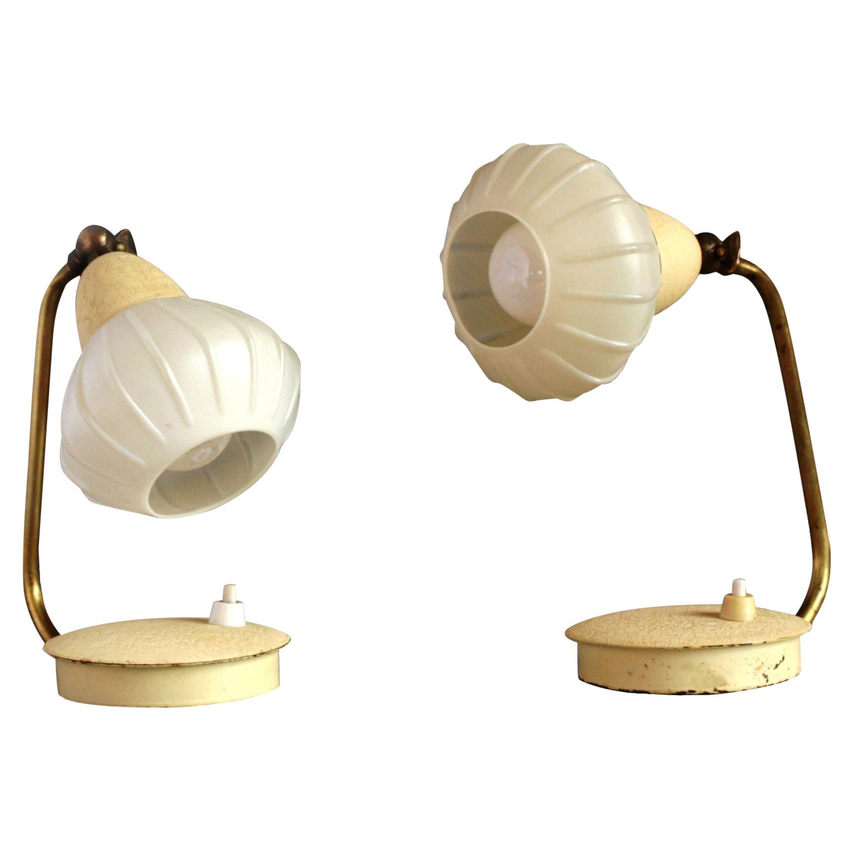Set of Two Small Cocoon Side Table Lamps from Szarvasi, Hungary, 1960s For Sale