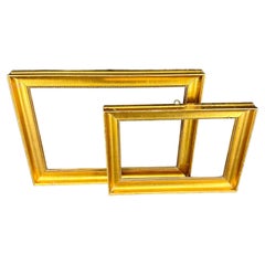 Set of Two Small European Gilt Gold Wood Art Frames, 19th Century