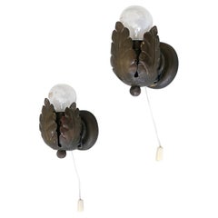 Set of Two Small & Lovely Mid-Century Brass Sconces 'Flower Buds' Germany 1950s