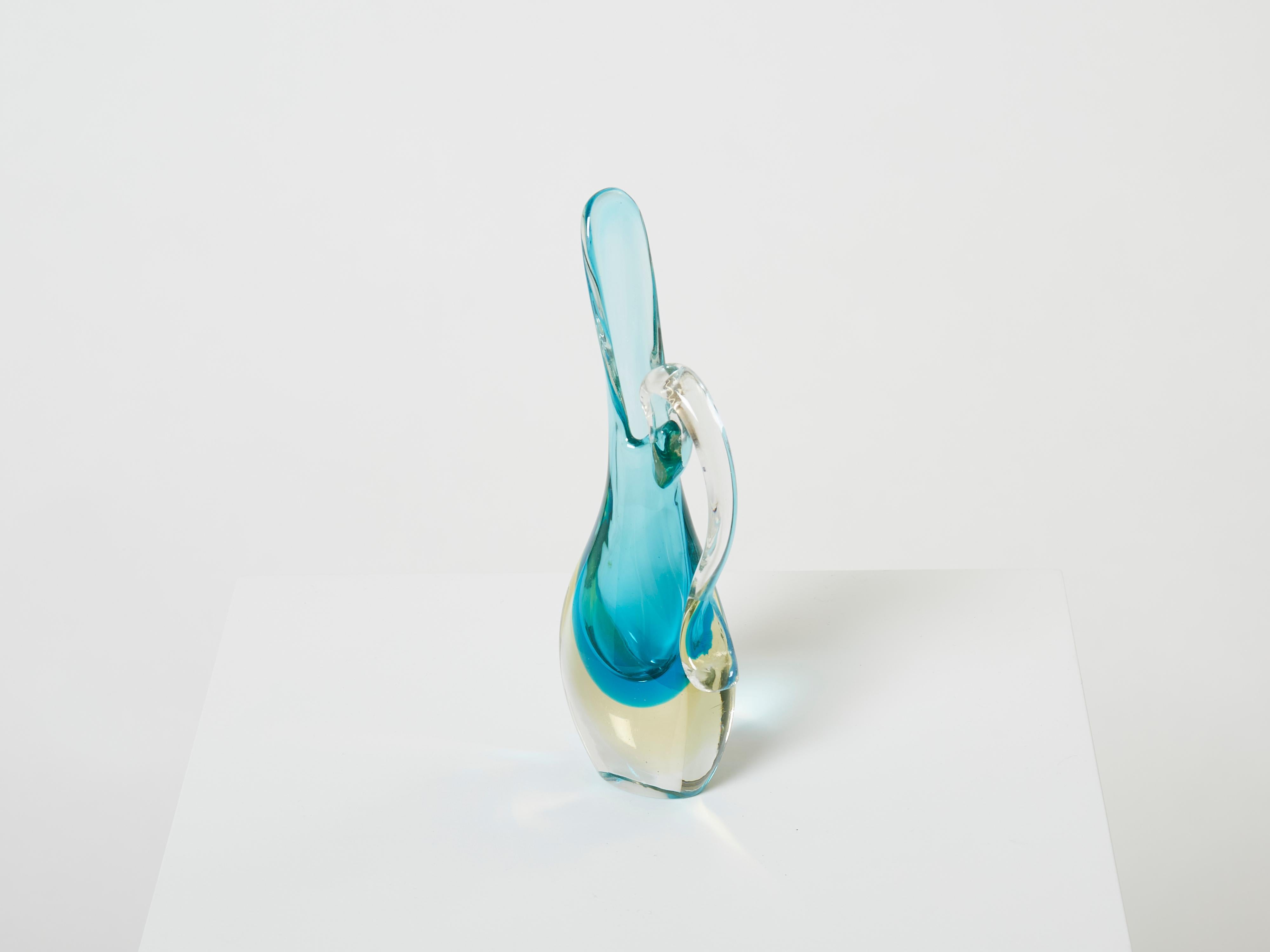 Satz von zwei kleinen Vasen Sommerso Murano-Glas, 1970er Jahre im Angebot 3
