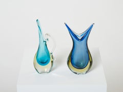 Set of Two Small Vases Sommerso Murano Glass, 1970s