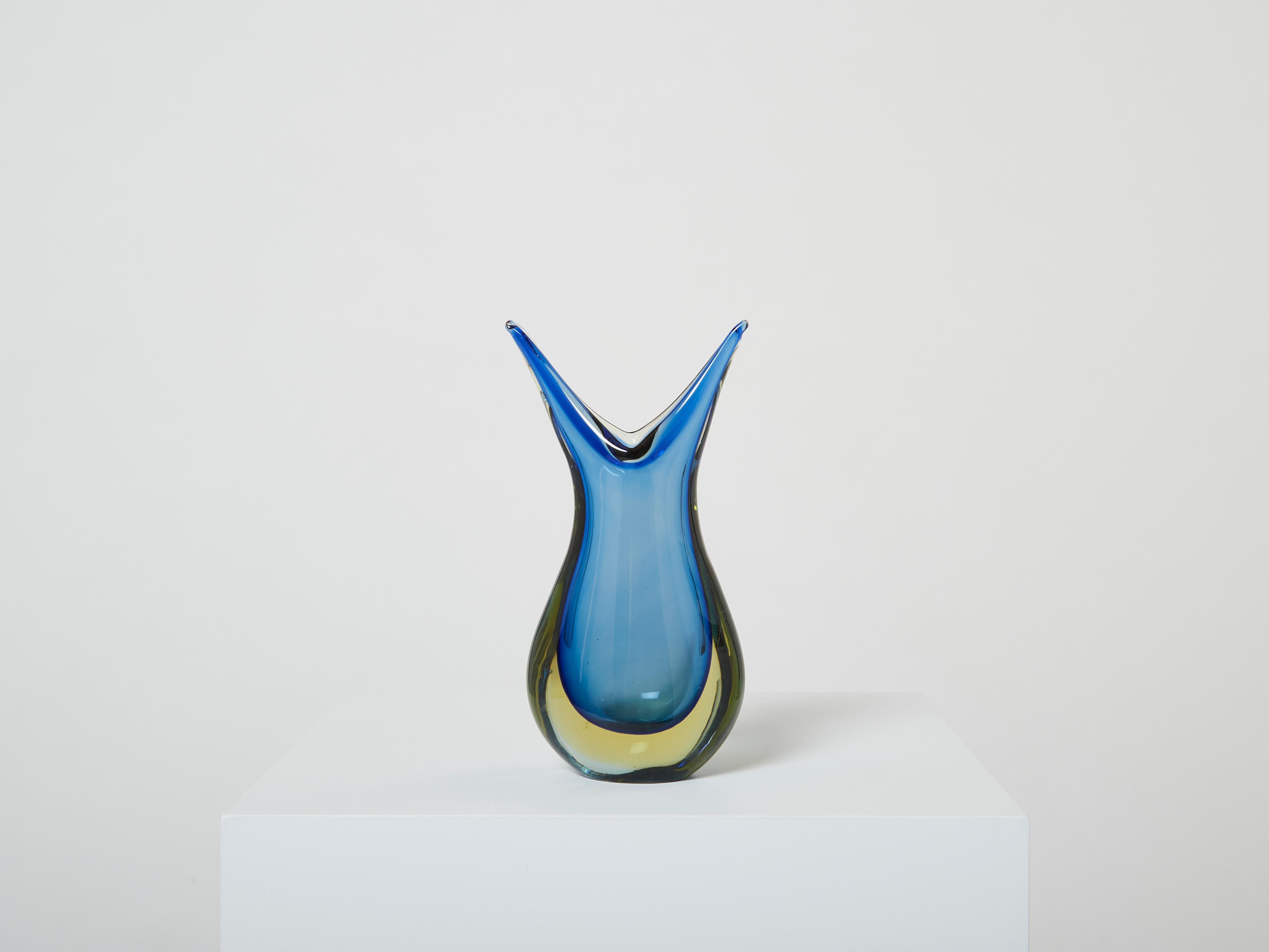 Satz von zwei kleinen Vasen Sommerso Murano-Glas, 1970er Jahre (Muranoglas) im Angebot