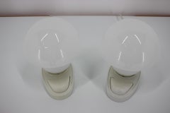 Set of Two Small White Table Lamps, 1970s