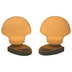 Set of Two Small White Table Lamps, 1970s