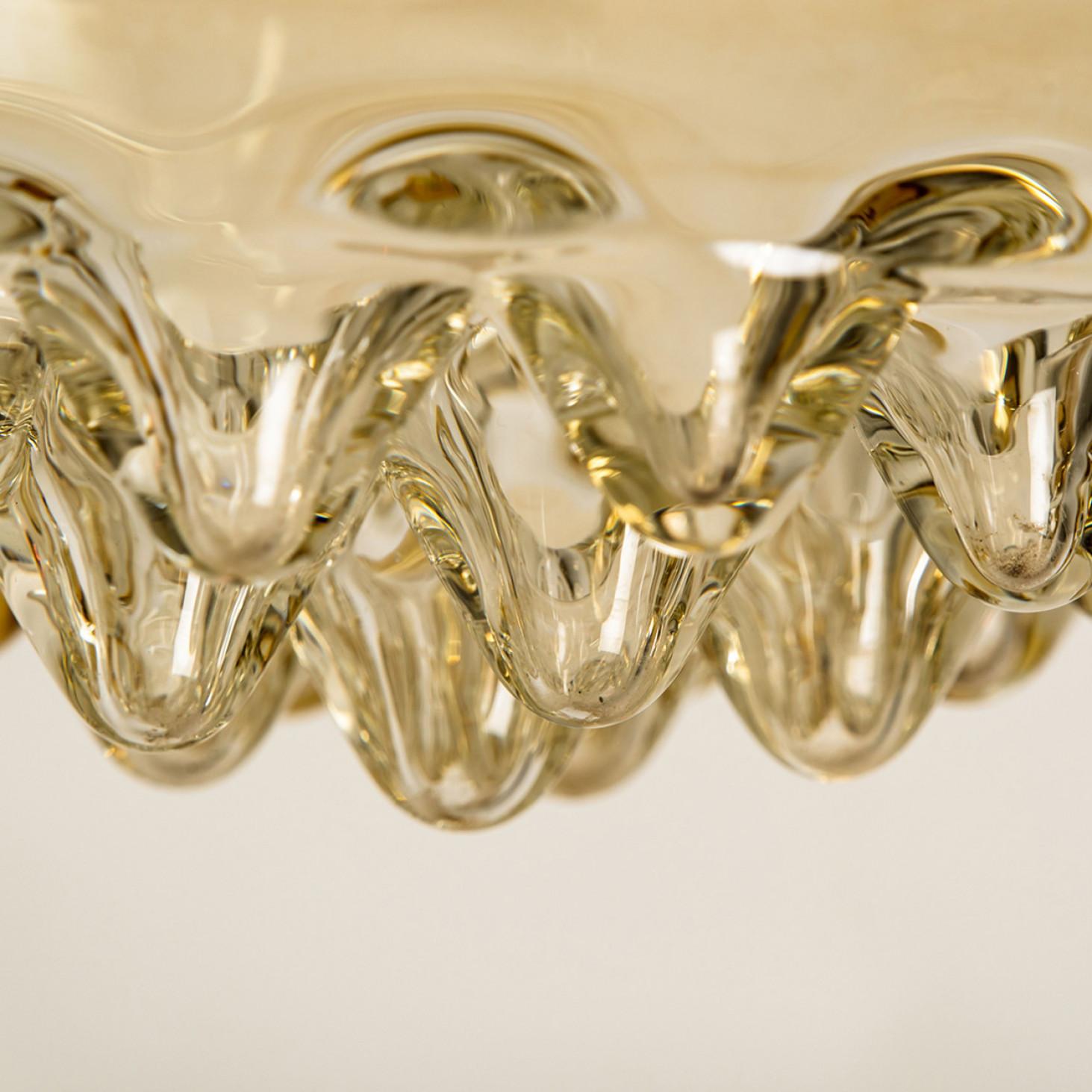 Set of Two Smoked Brown Glass and Brass Pendant Lights by Peill and Putzler, 196 For Sale 3