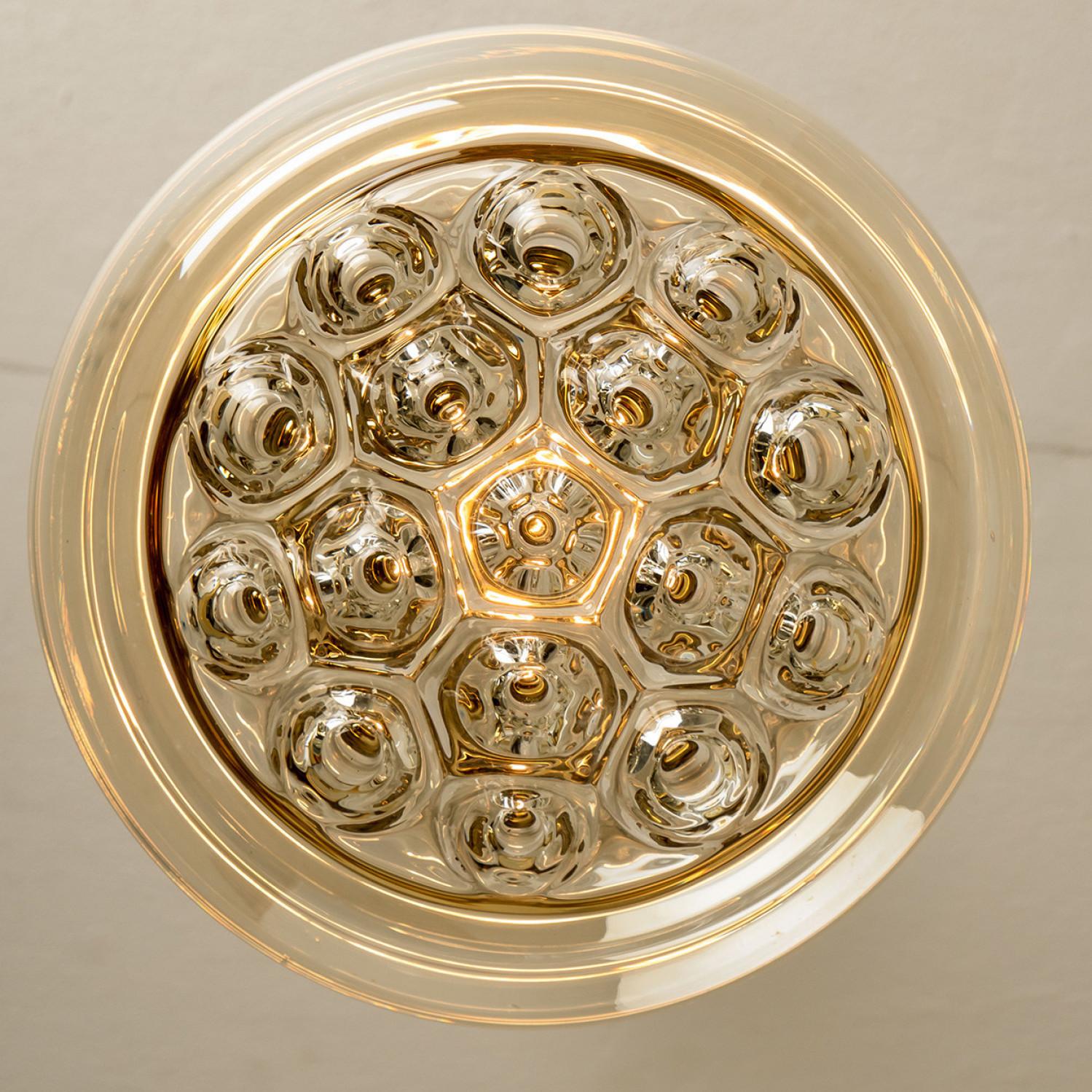 Set of Two Smoked Brown Glass and Brass Pendant Lights by Peill and Putzler, 196 For Sale 6