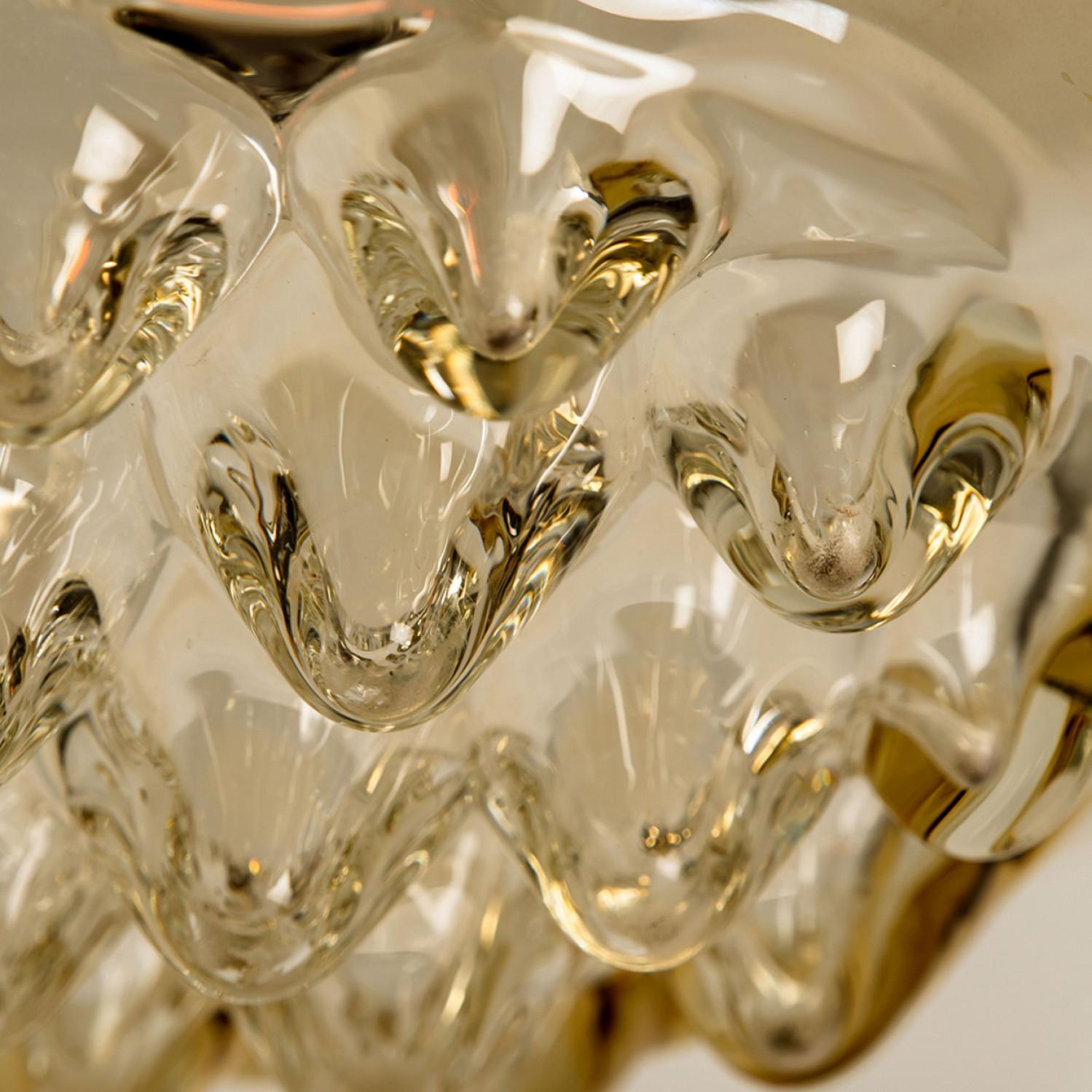 Set of Two Smoked Brown Glass and Brass Pendant Lights by Peill and Putzler, 196 For Sale 7