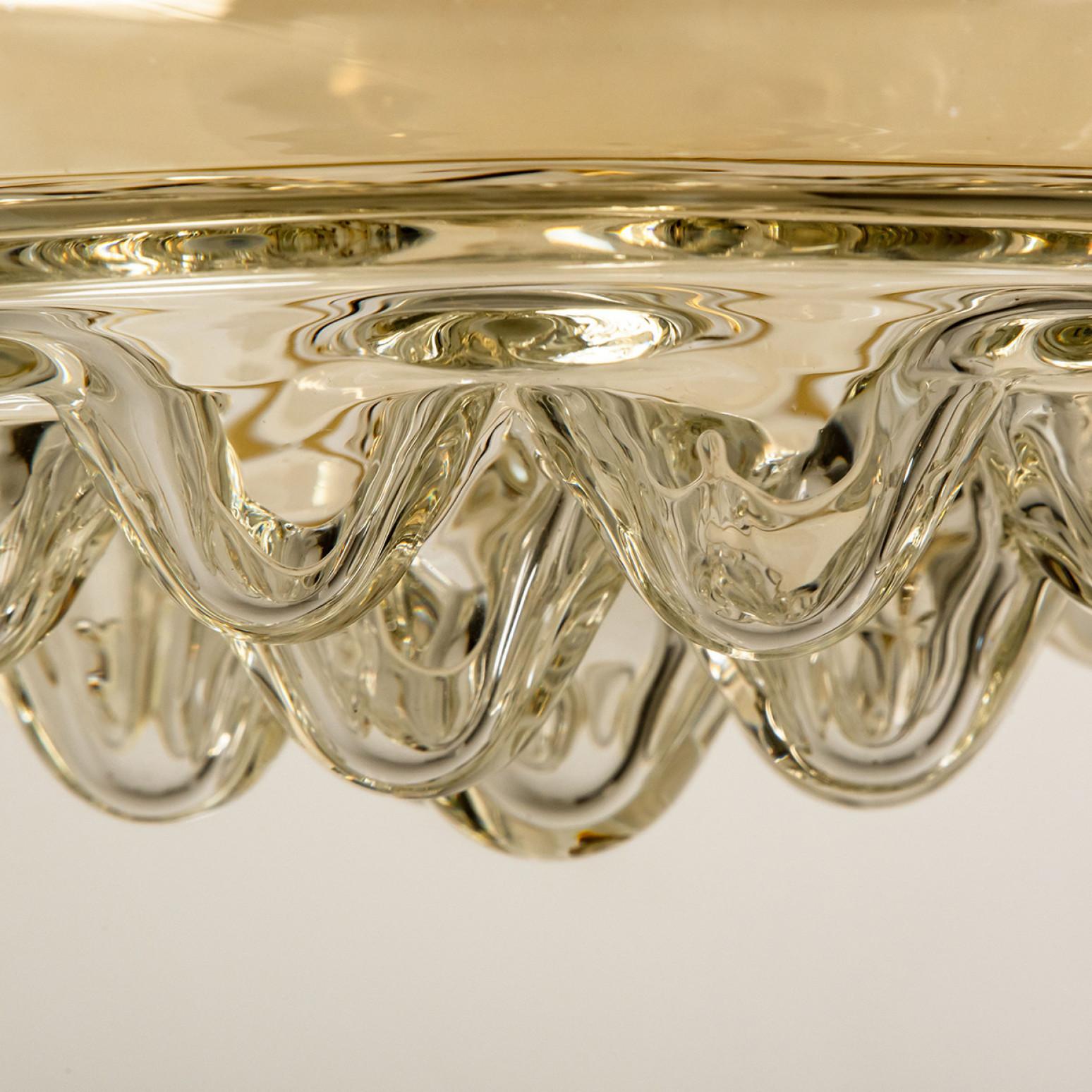 Other Set of Two Smoked Brown Glass and Brass Pendant Lights by Peill and Putzler, 196 For Sale