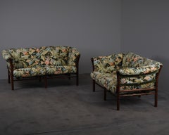 Zweisitziges Sofapaar, Modell „Indra“ von Arne Norell, aus gebeizter Beeche, Schweden, 1960er Jahre