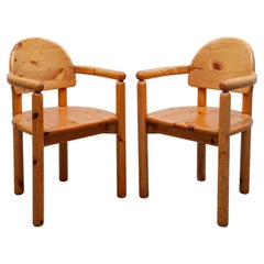 Set of Two Solid Pine Side Arm Chairs by Rainer Daumiller for Hirtshals, 1970s