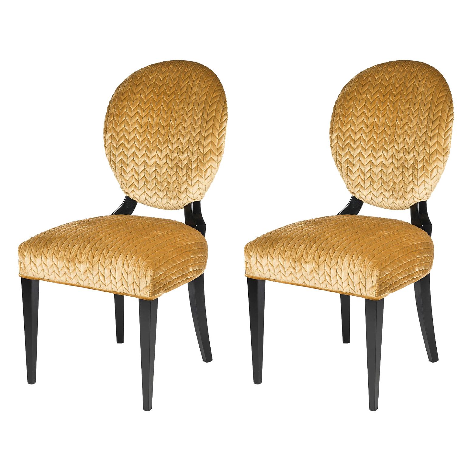 Set of Two Sophia Wood and Fabric Chairs