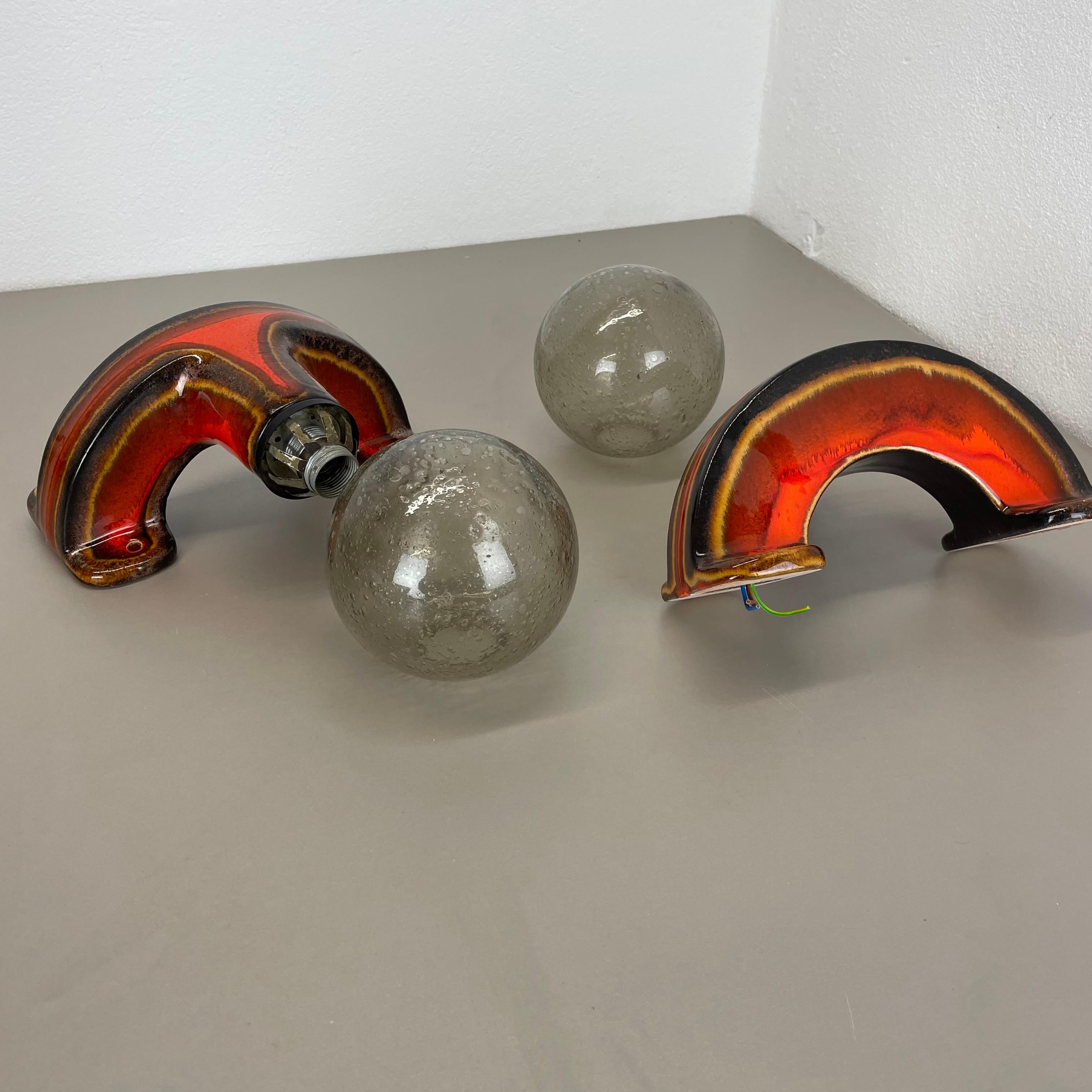 Ensemble de deux appliques en céramique SPACE AGE Fat Lava Lights par Hustadt Lights Allemagne 1970 en vente 3