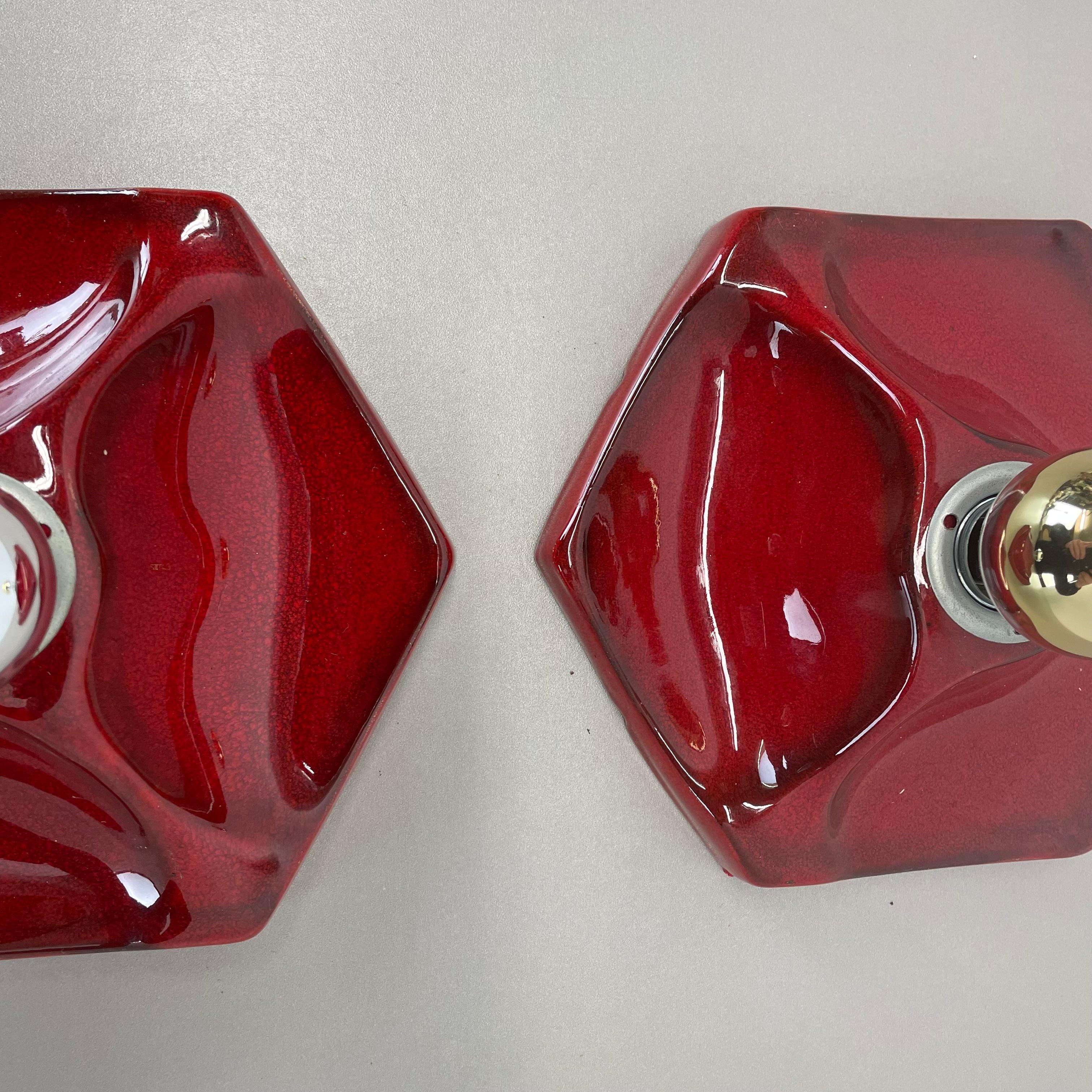 Satz von zwei SPACE AGE Keramik Fett Lava Wandleuchten von Hustadt Lights Deutschland 1970 im Angebot 7