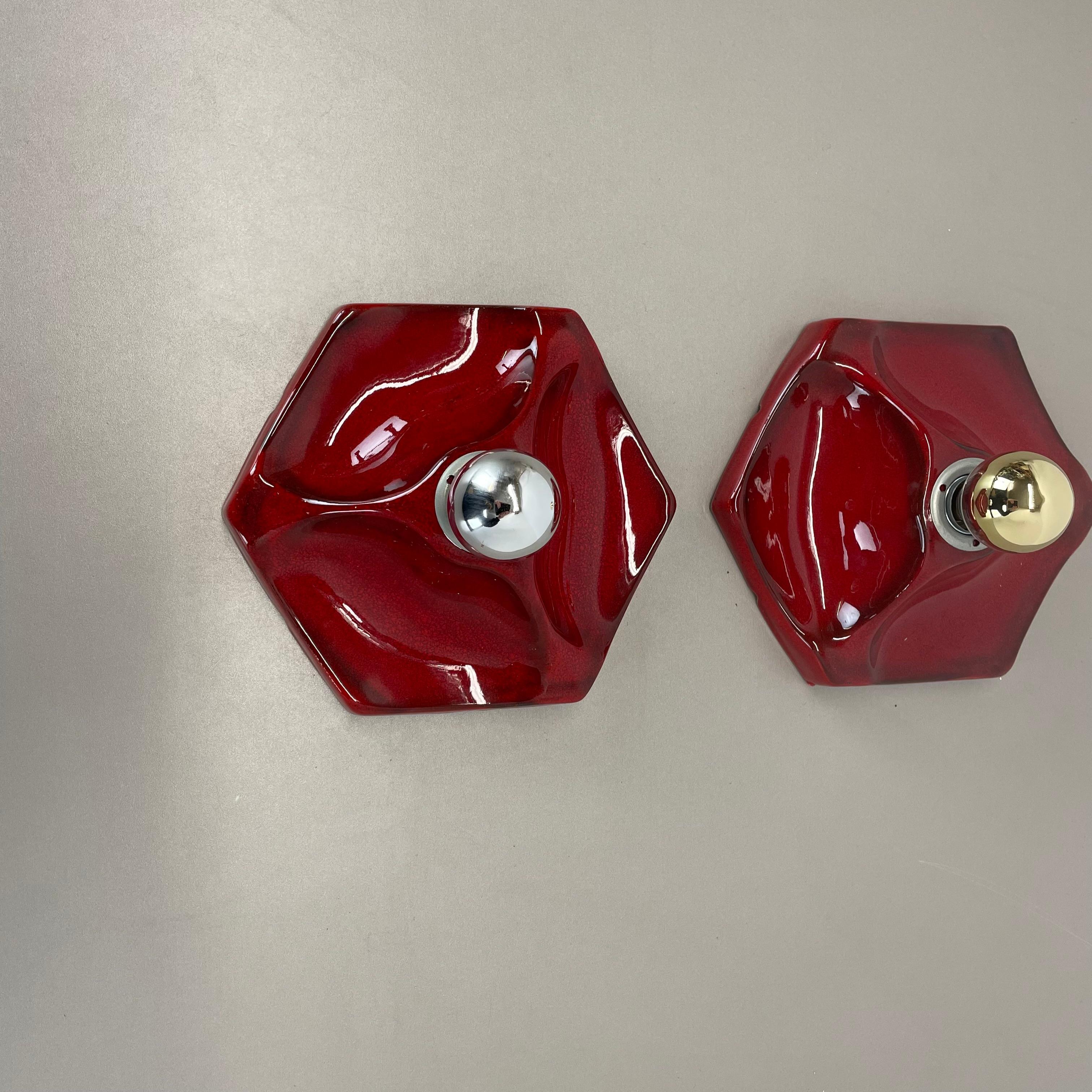 Satz von zwei SPACE AGE Keramik Fett Lava Wandleuchten von Hustadt Lights Deutschland 1970 (Moderne der Mitte des Jahrhunderts) im Angebot