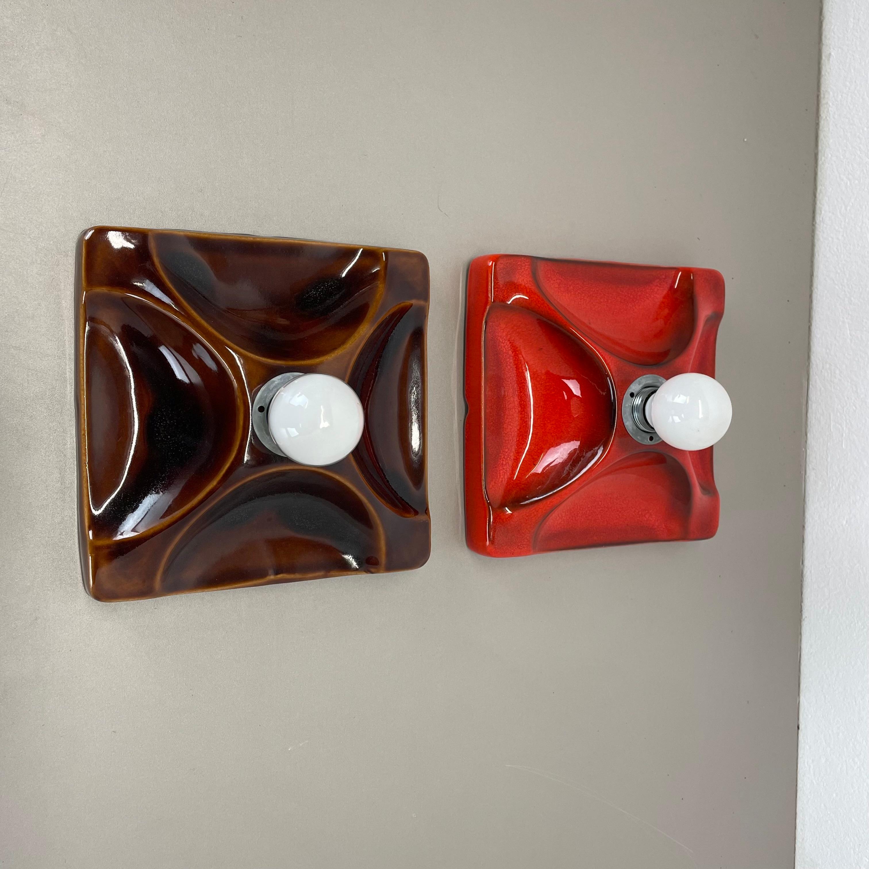Mid-Century Modern Ensemble de deux appliques en céramique SPACE AGE Fat Lava Lights par Hustadt Lights Allemagne 1970 en vente