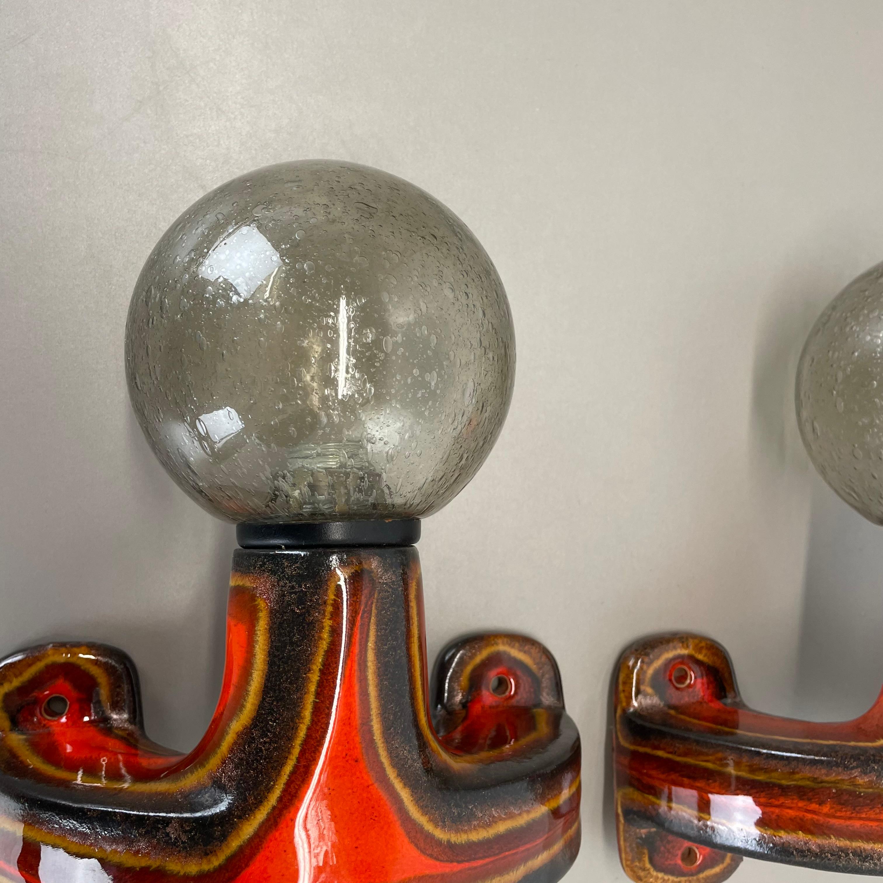 Allemand Ensemble de deux appliques en céramique SPACE AGE Fat Lava Lights par Hustadt Lights Allemagne 1970 en vente