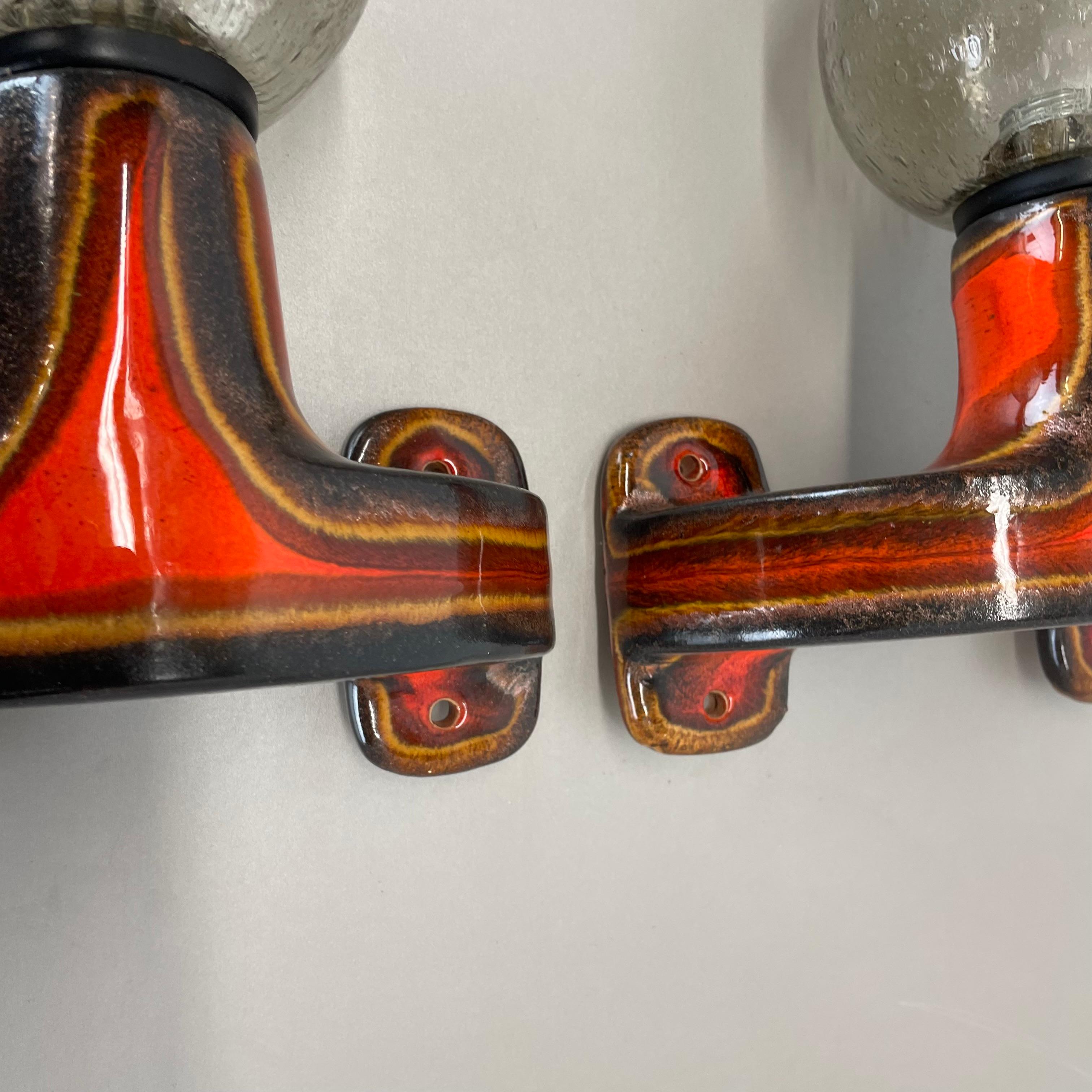 20ième siècle Ensemble de deux appliques en céramique SPACE AGE Fat Lava Lights par Hustadt Lights Allemagne 1970 en vente