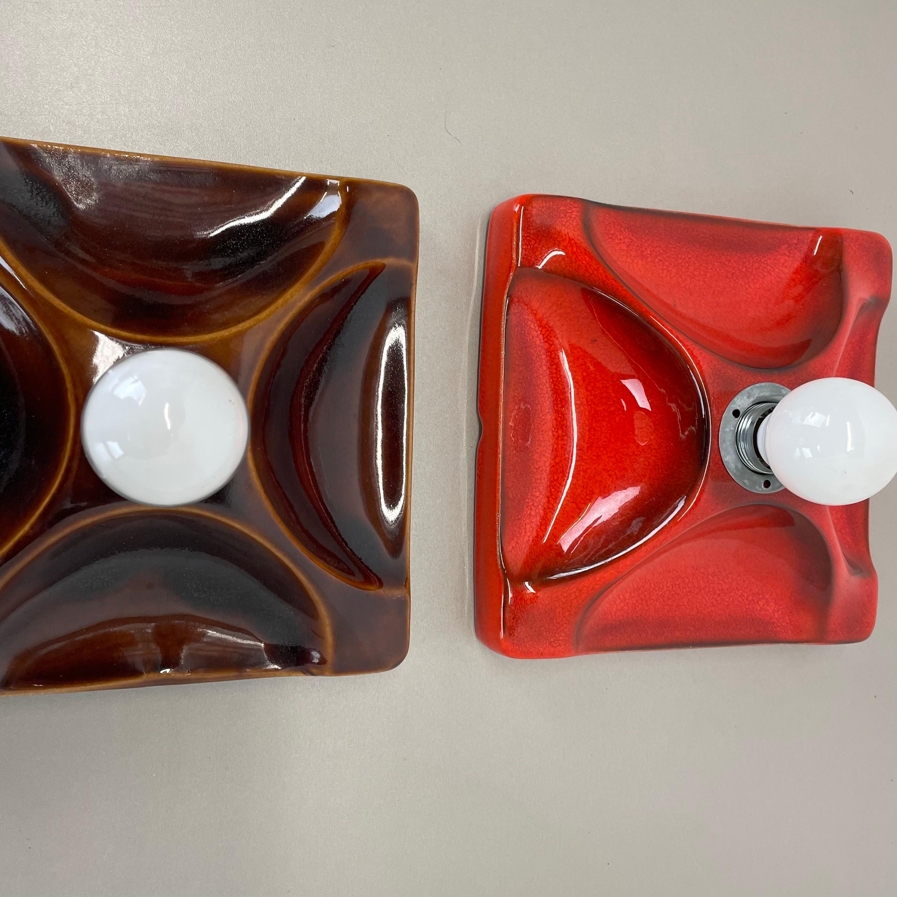 20ième siècle Ensemble de deux appliques en céramique SPACE AGE Fat Lava Lights par Hustadt Lights Allemagne 1970 en vente