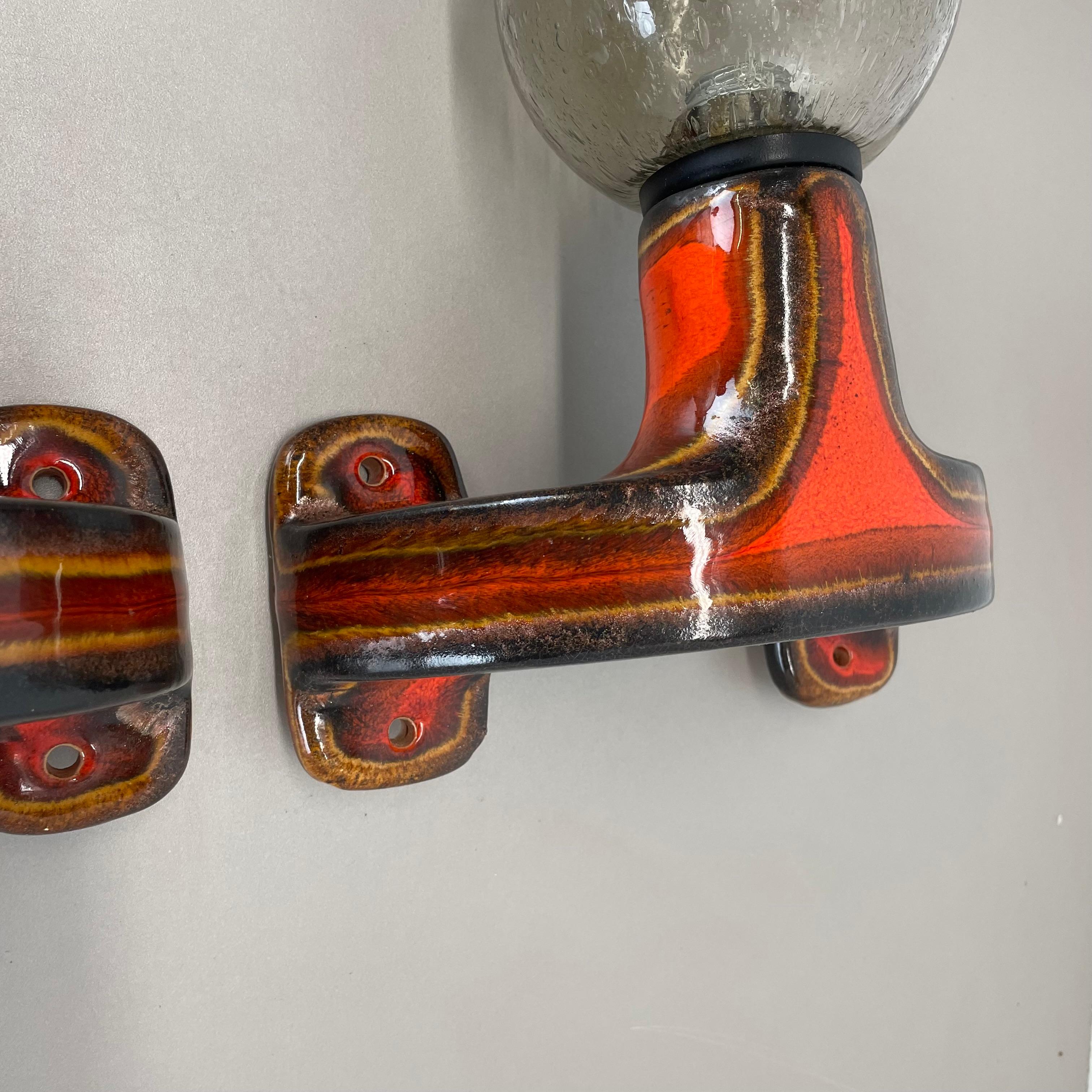 Métal Ensemble de deux appliques en céramique SPACE AGE Fat Lava Lights par Hustadt Lights Allemagne 1970 en vente