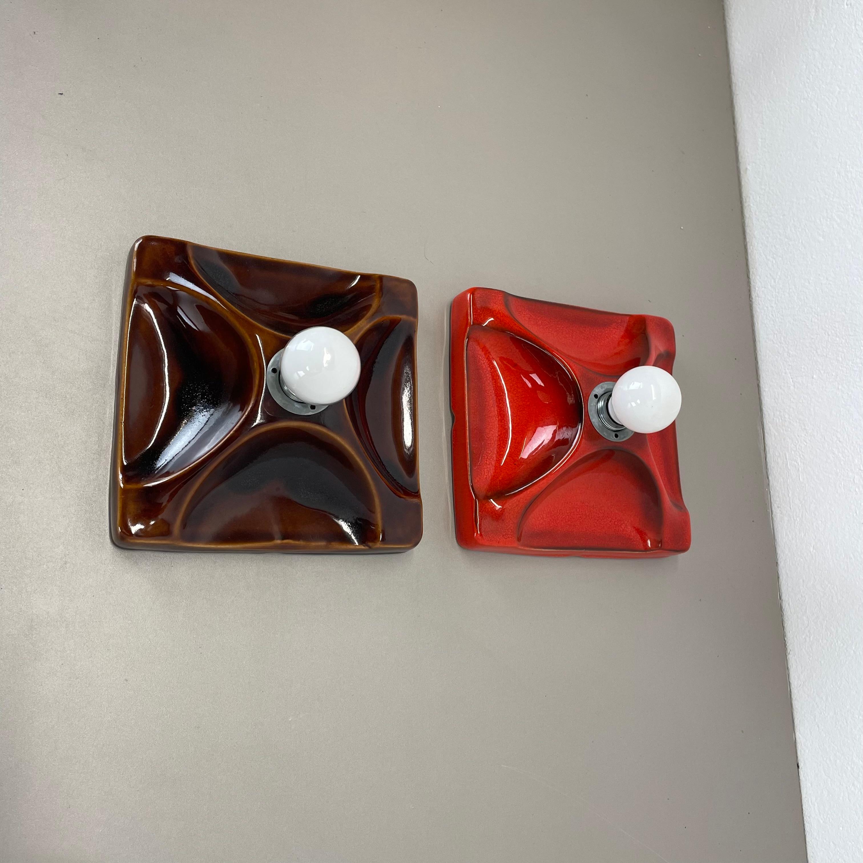 Métal Ensemble de deux appliques en céramique SPACE AGE Fat Lava Lights par Hustadt Lights Allemagne 1970 en vente