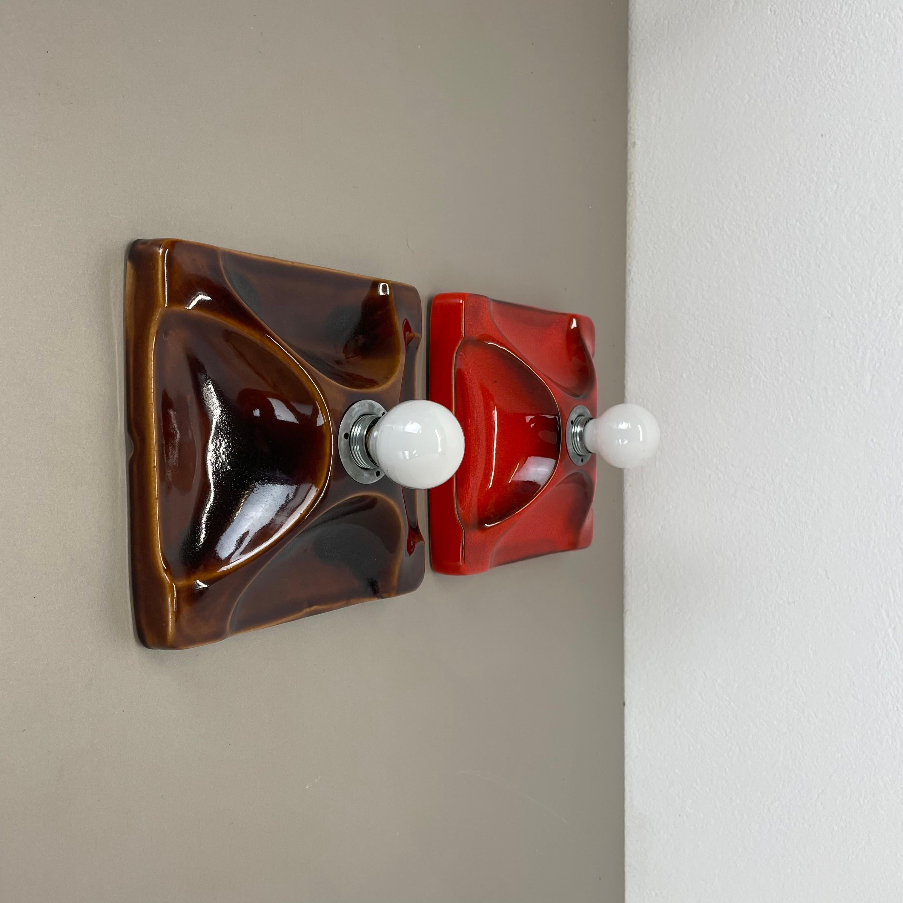 Ensemble de deux appliques en céramique SPACE AGE Fat Lava Lights par Hustadt Lights Allemagne 1970 en vente 1