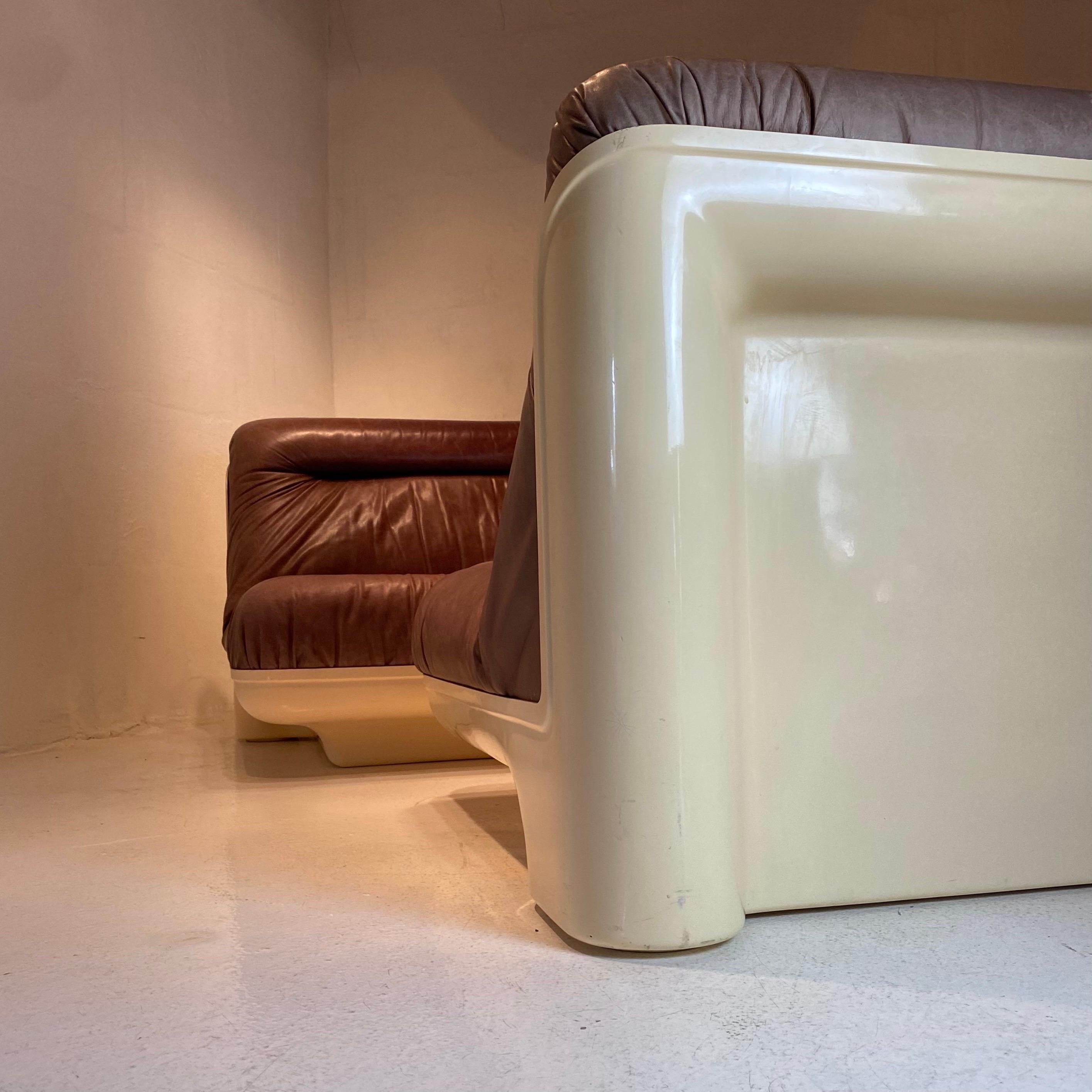 Leather Set of Two Space Age Sofas by Gerd Lange for Bernhard Burger, Germany 1970s For Sale