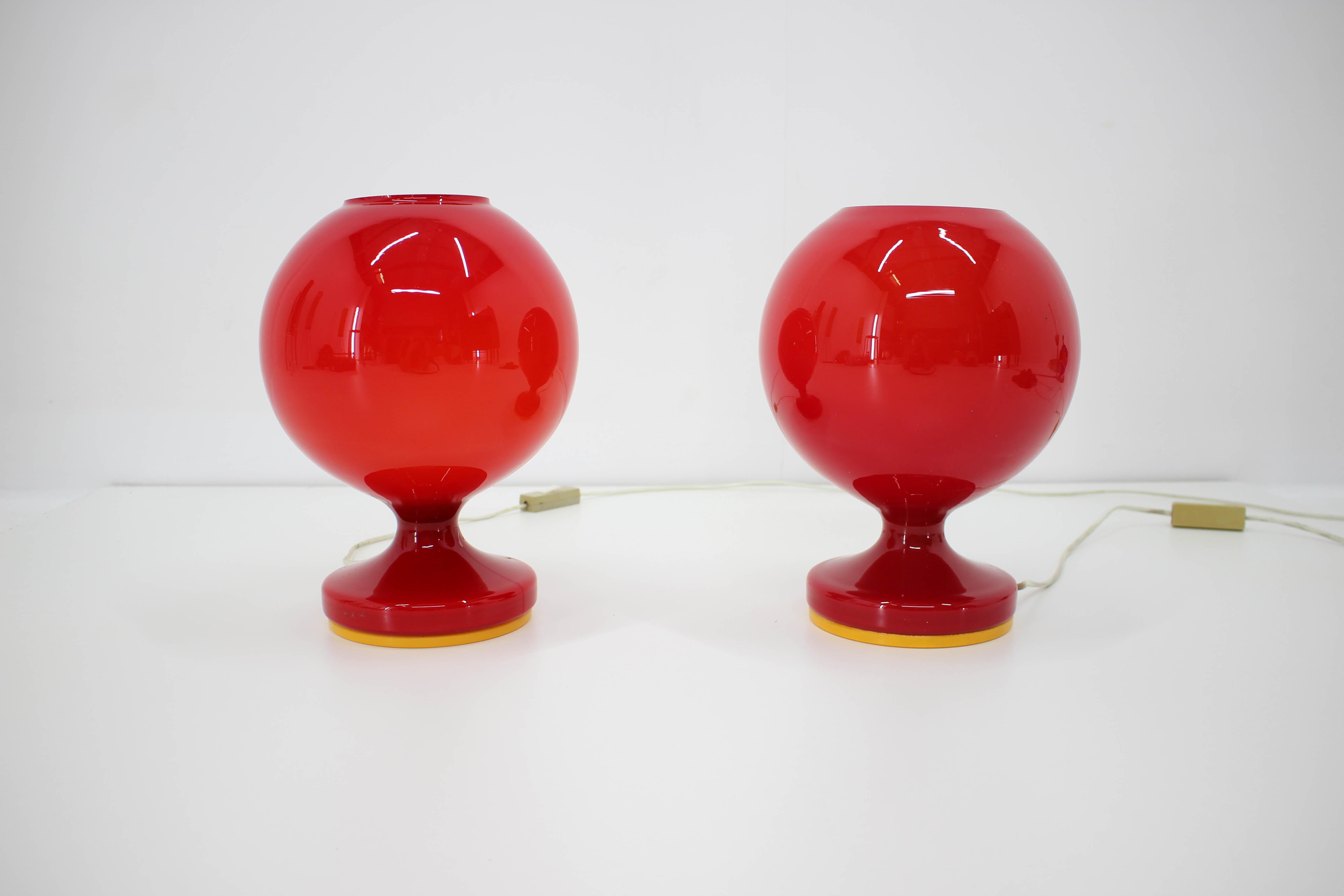 Glass Set of Two Space Age Table Lamps by Stepan Tabery, 1960s For Sale