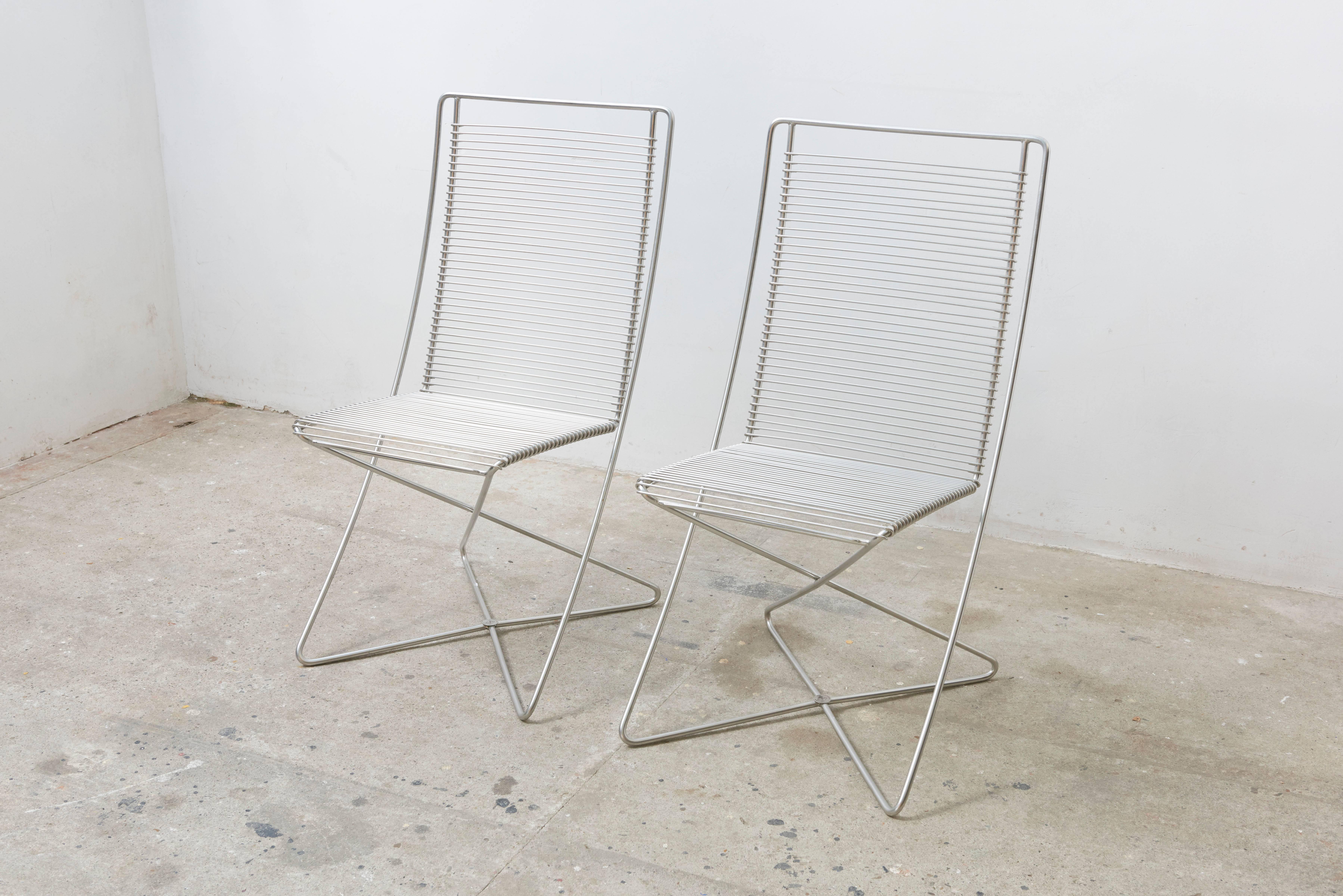 Mid-Century Modern Set of Two Stackable Cantilever Chrome Wire Desk Chairs by till Behrens, 1983