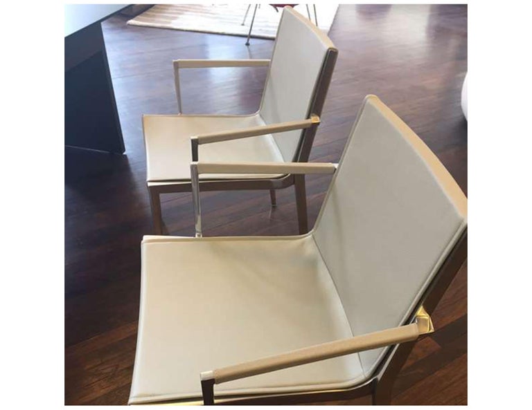 Set of Two KFF Unique Stackable Leather Armchairs with Polished