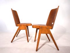 Set of two stackable plywood dining chairs, 1960