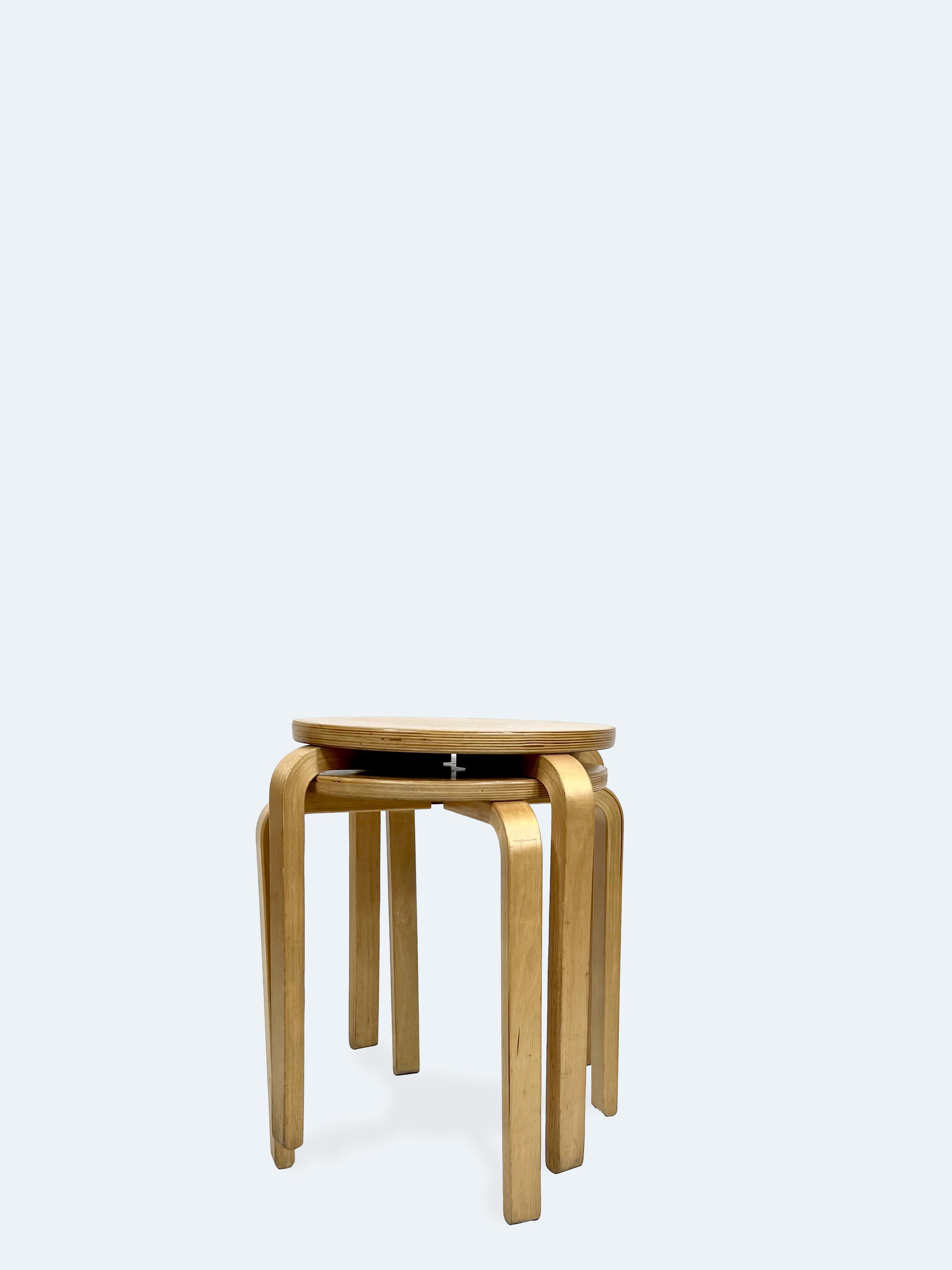 Lacquered Set of Two  Stackable Stools, Model 