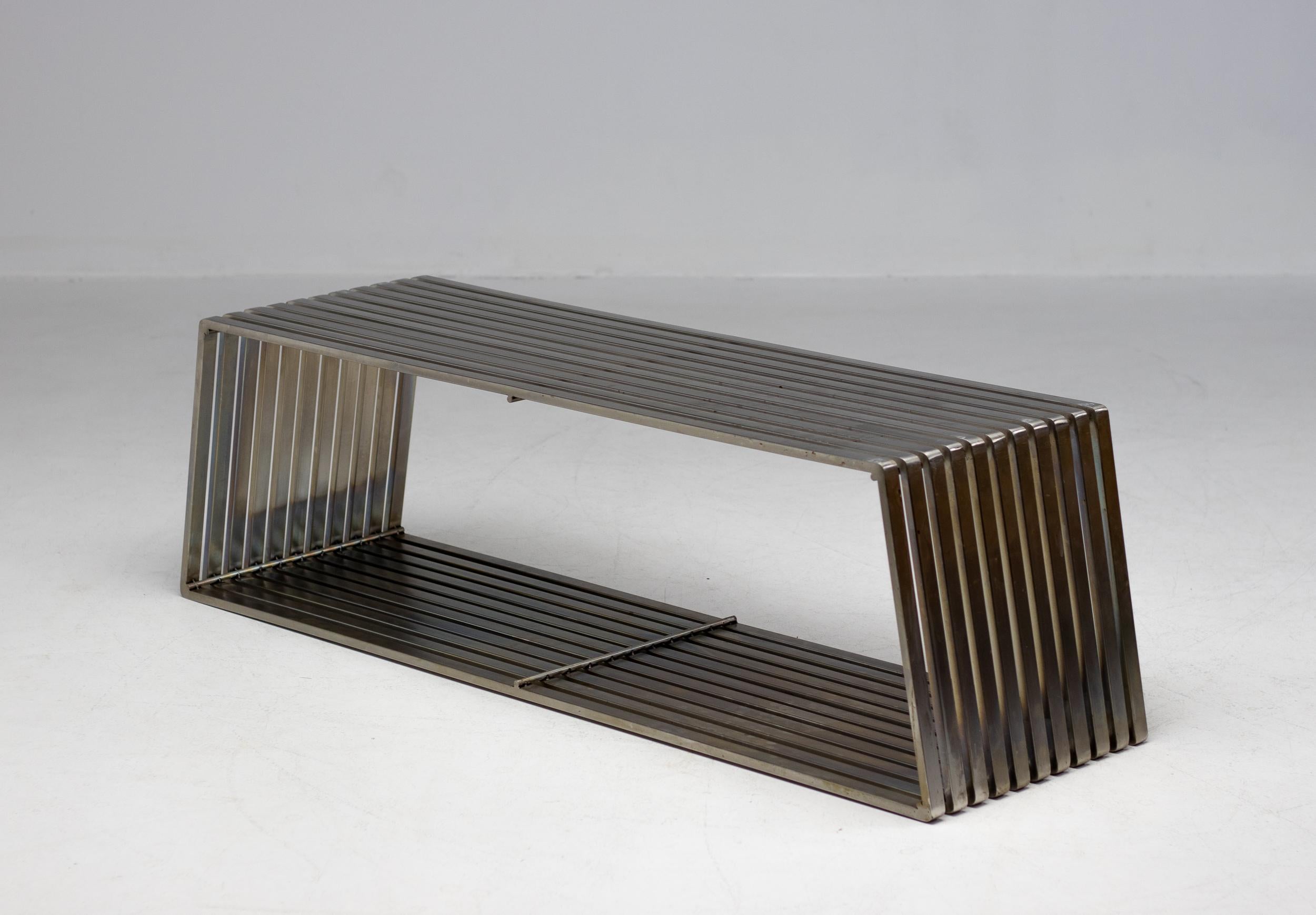 Set of Two Stainless Steel Architectural Museum Benches 5