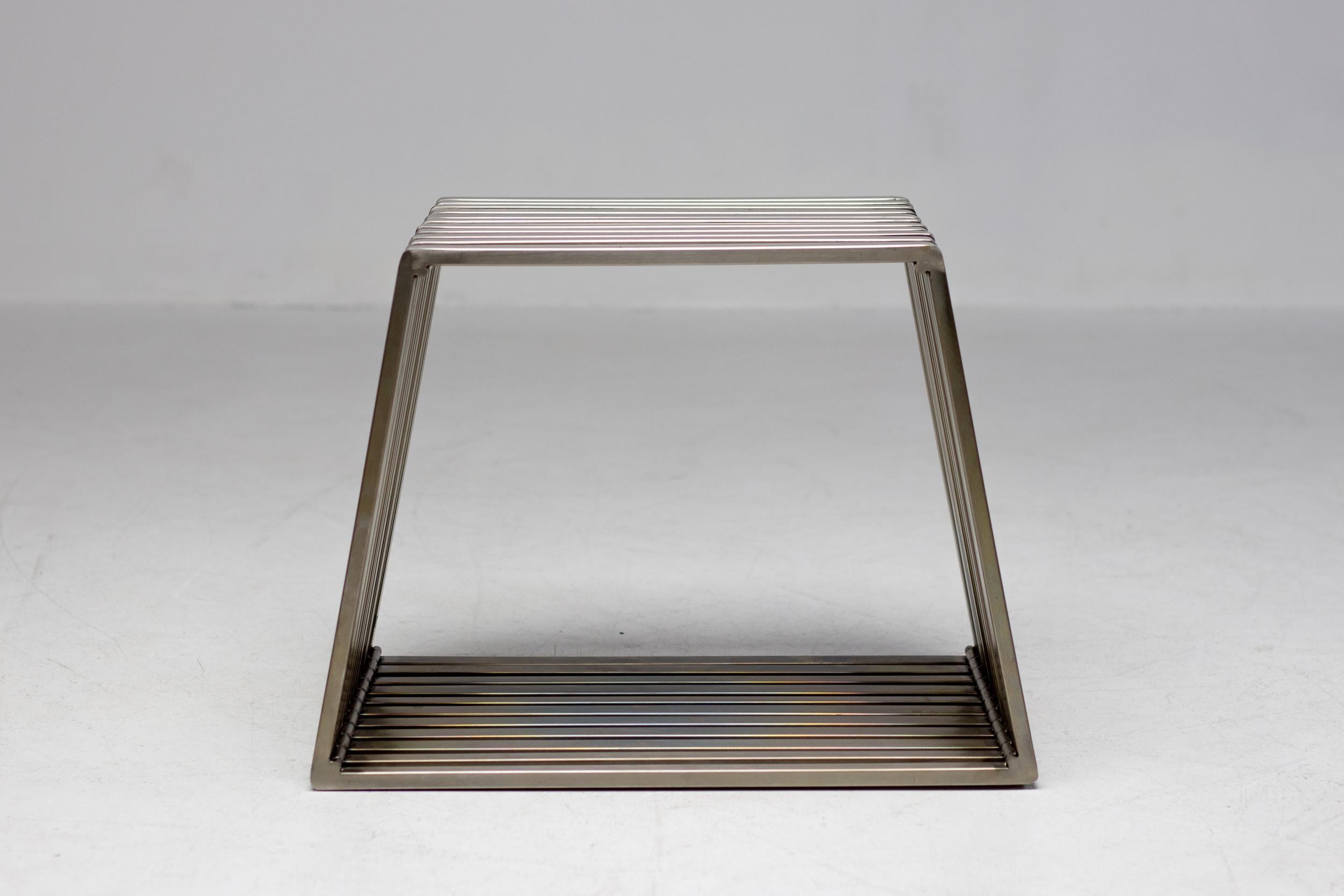 Set of Two Stainless Steel Architectural Museum Benches 6