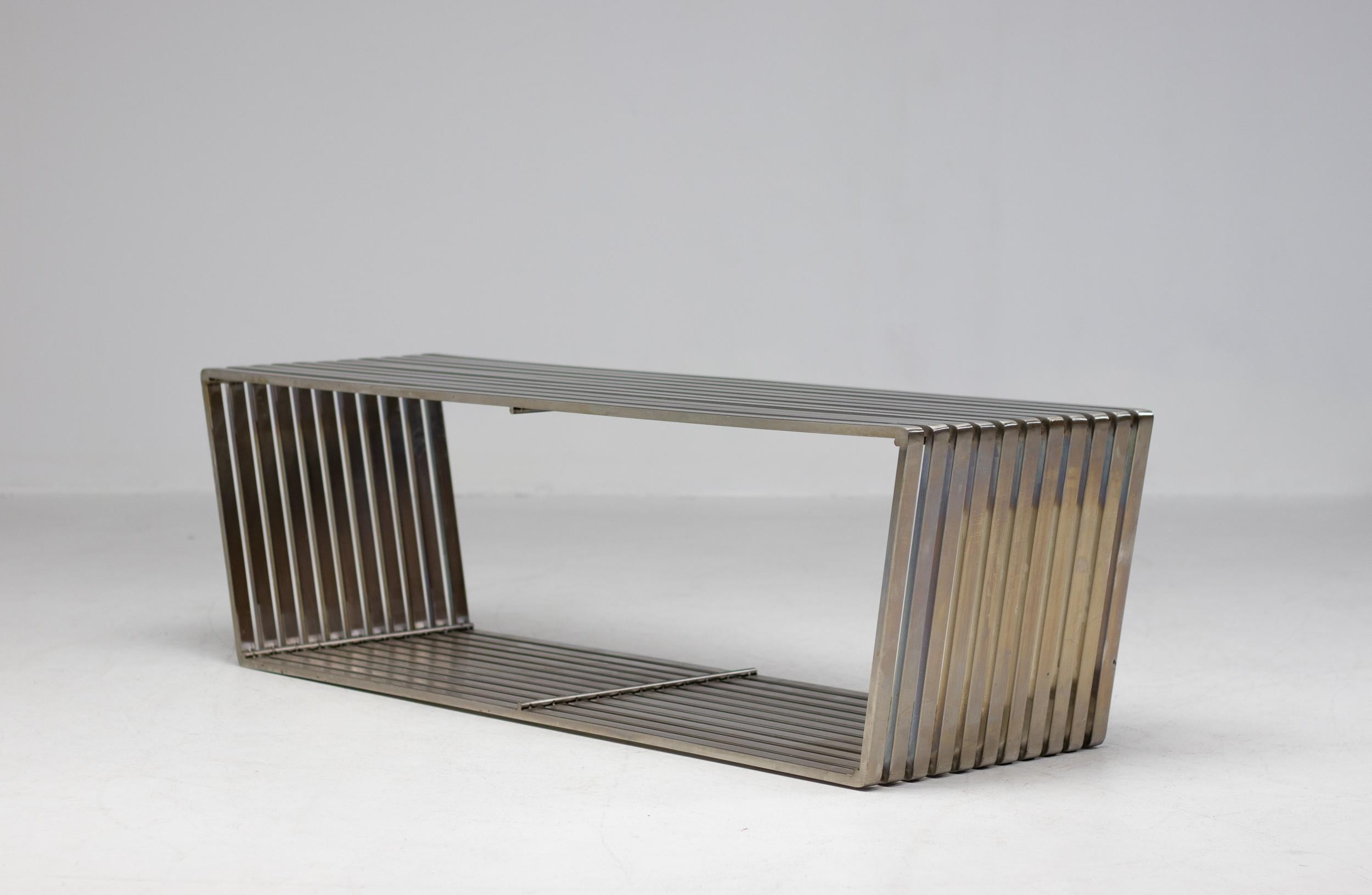 Set of Two Stainless Steel Architectural Museum Benches 12