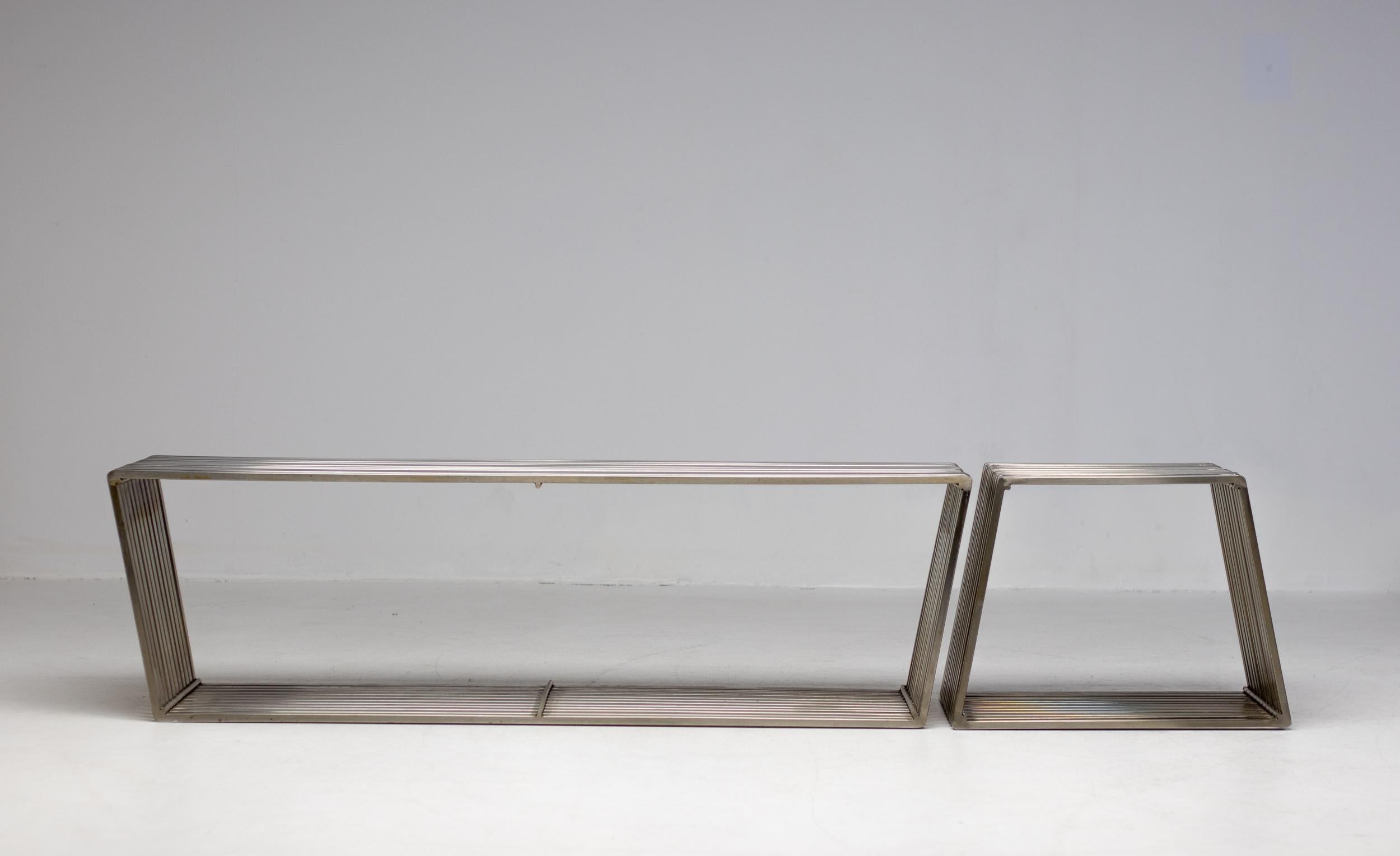 Set of Two Stainless Steel Architectural Museum Benches 13