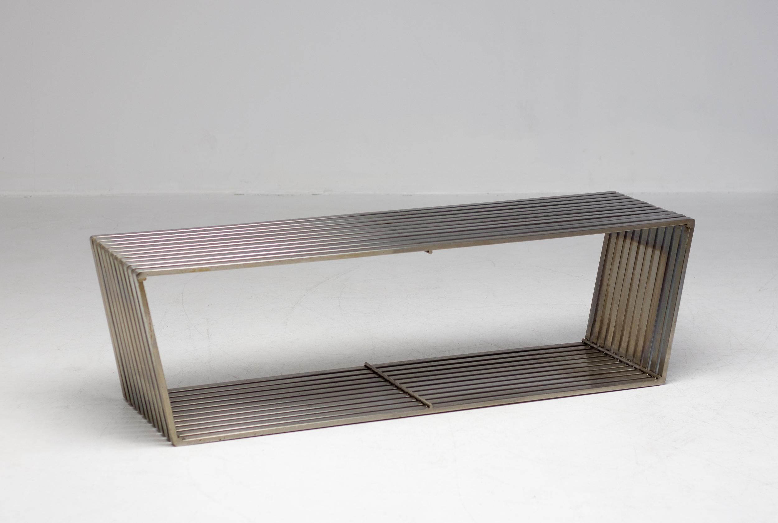 Set of Two Stainless Steel Architectural Museum Benches 2