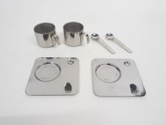 Set of two stainless steel Inox coffee cups by Guido Bergna, Italy 1970's