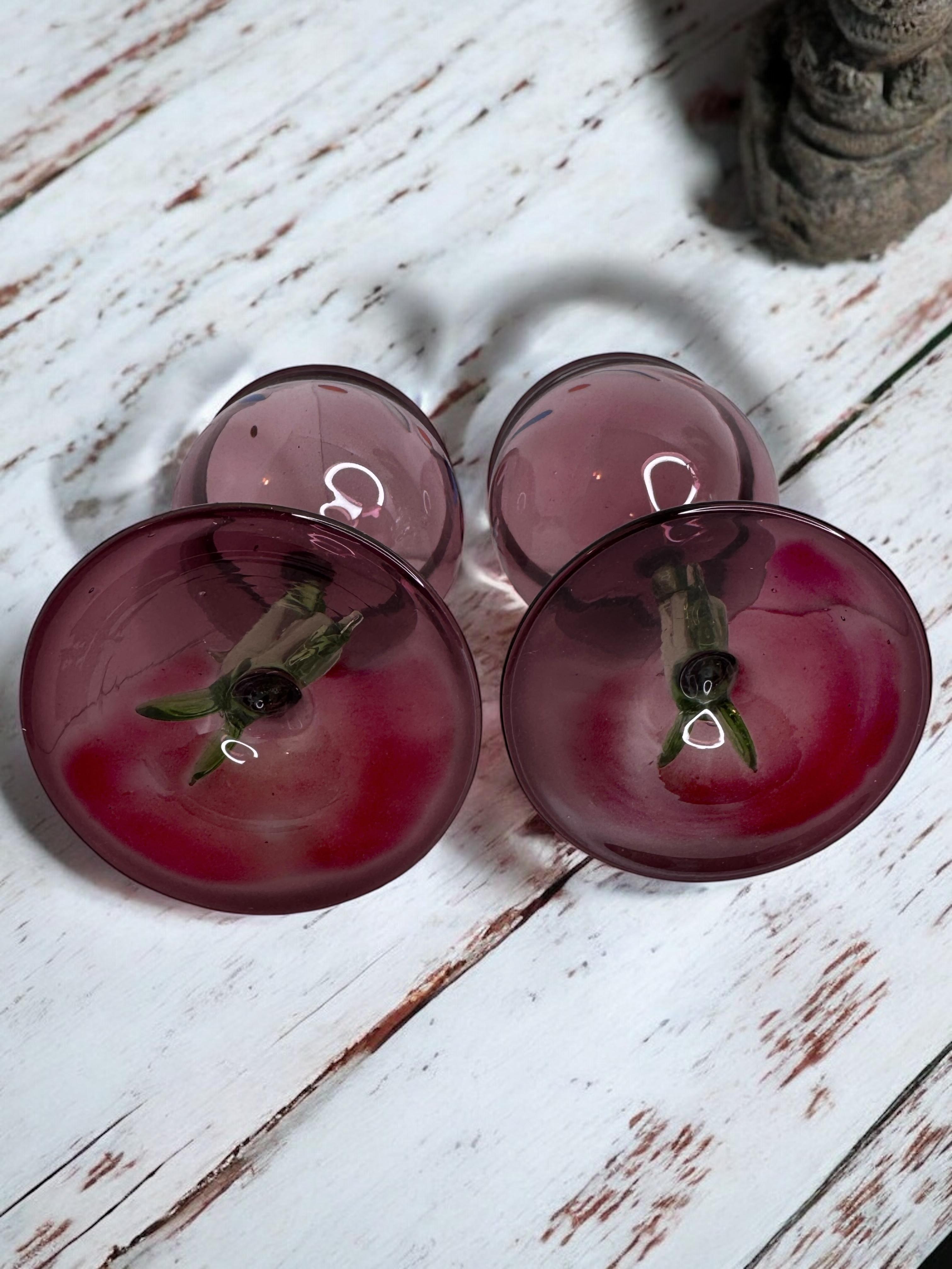 Set of two Stemware Wine Glass, Dolphin Fish Stem, Bimini Art Vintage Austria For Sale 2