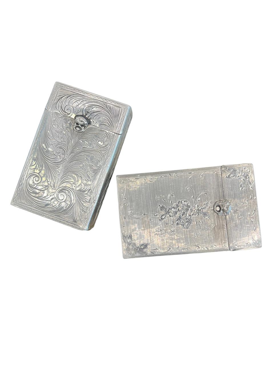 Cast Set of two Sterling Silver Cigarette Cases 19th and 20 Century, Mario Buccellat For Sale